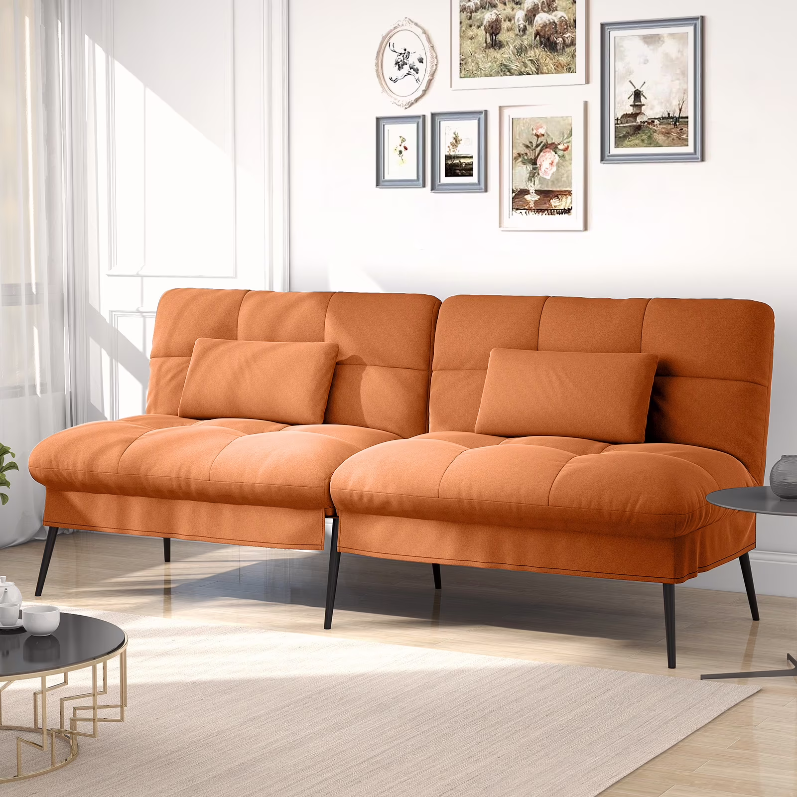 COMHOMA Cloud Comfort Convertible Futon Sofa Bed, Gray - Image 7