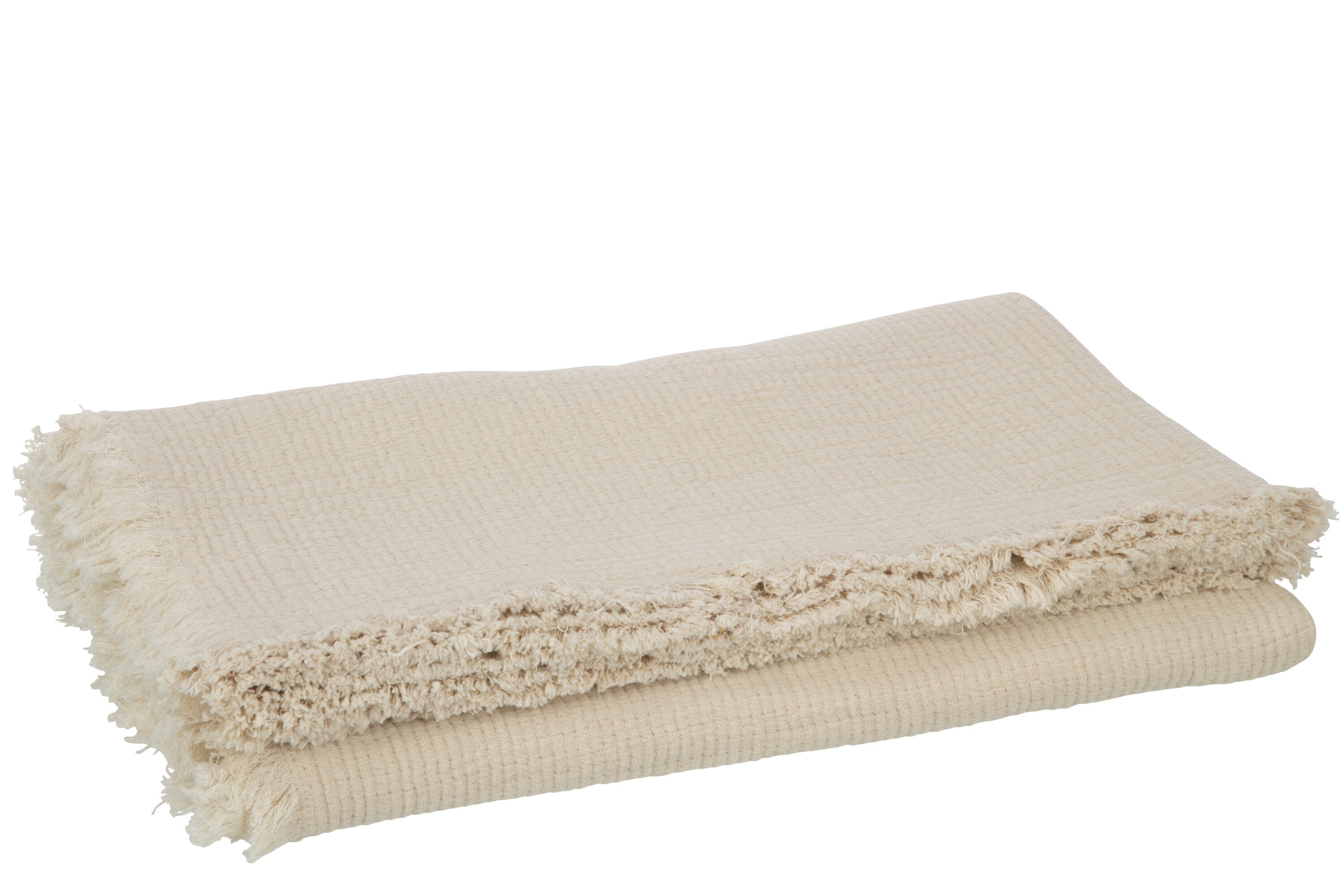 J-Line plaid Franjes Mousseline - katoen - lichtbeige - 130