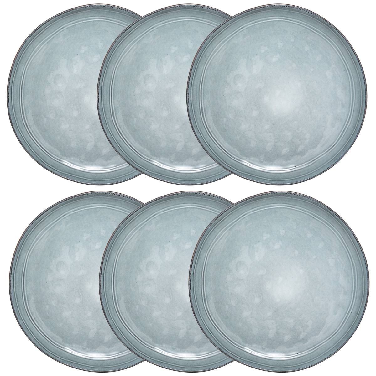 Set of 6 dinner plates "Flower" D.26.5 cm, Blue