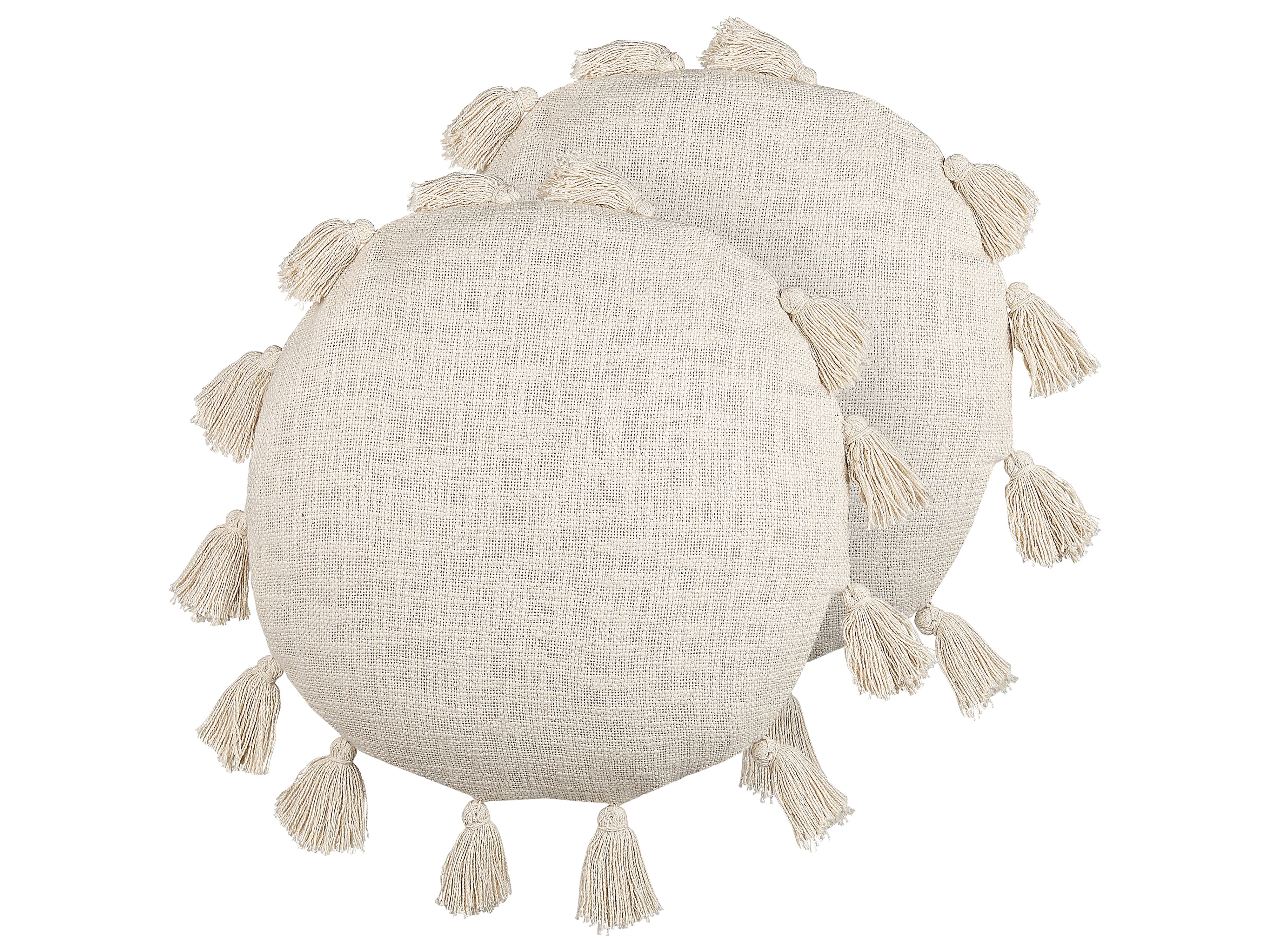 Set of 2 Decorative Cushions MADIA Cotton 45 x 45 cm Light Beige Solid