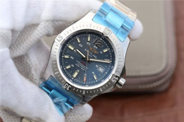 Replica Breitling Colt Automatic 44mm SS GF Blue Textured Dial SS Bracelet A2824 - Elite Watch Atelier