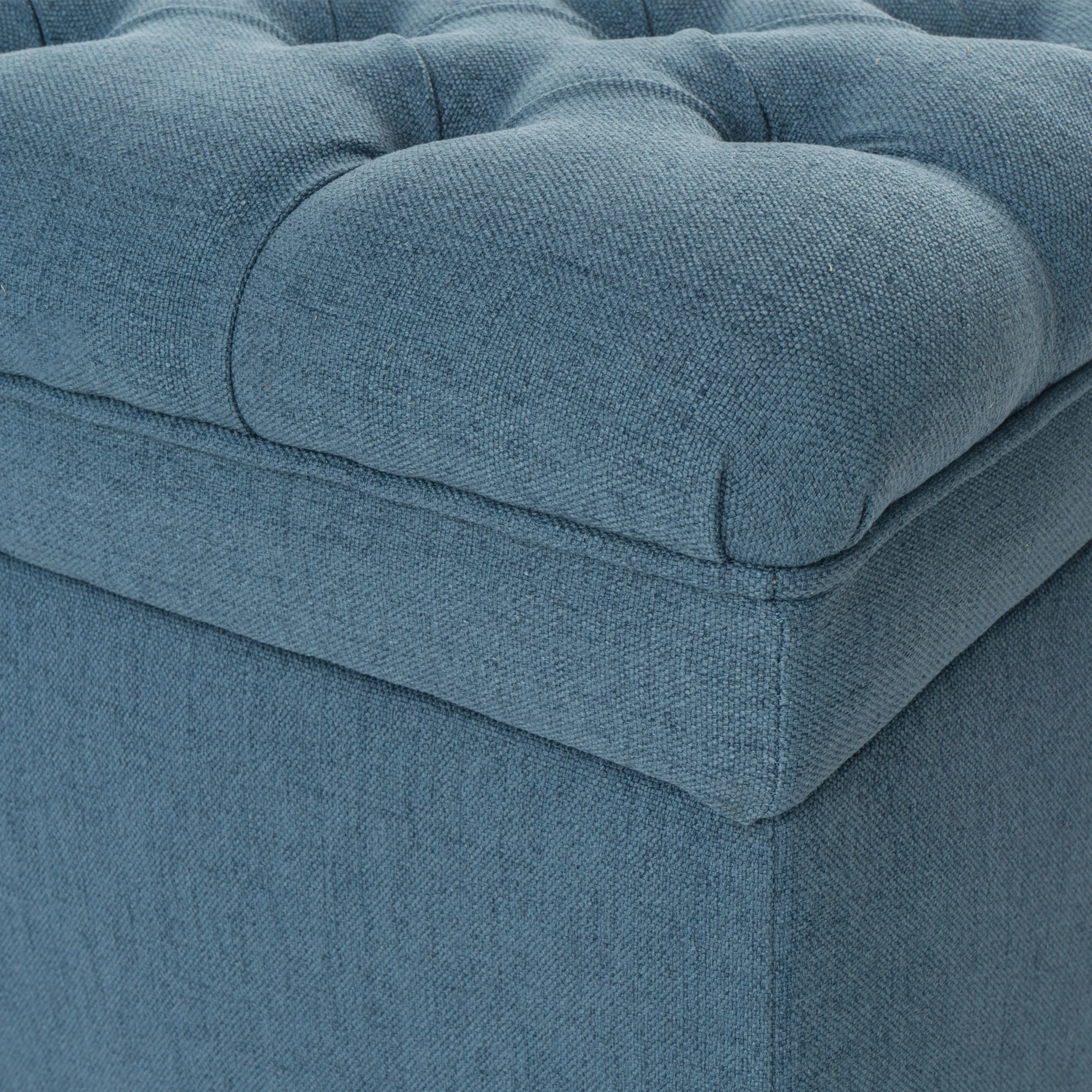 Noble House Hampton Contemporary Fabric Upholstered Storage Ottoman, White and Blue Floral - Image 48