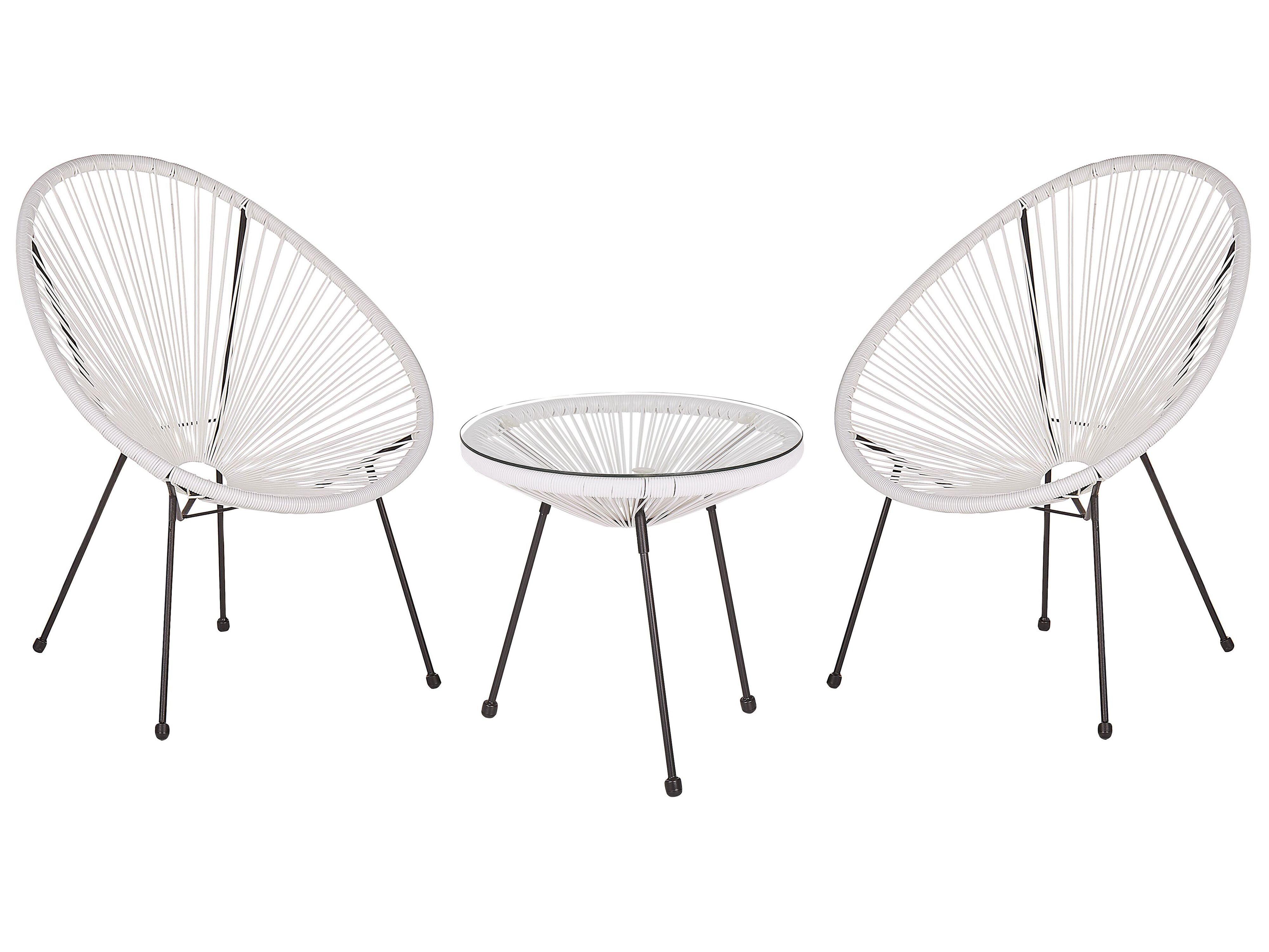 Bistro Set ACAPULCO II PE Rattan White