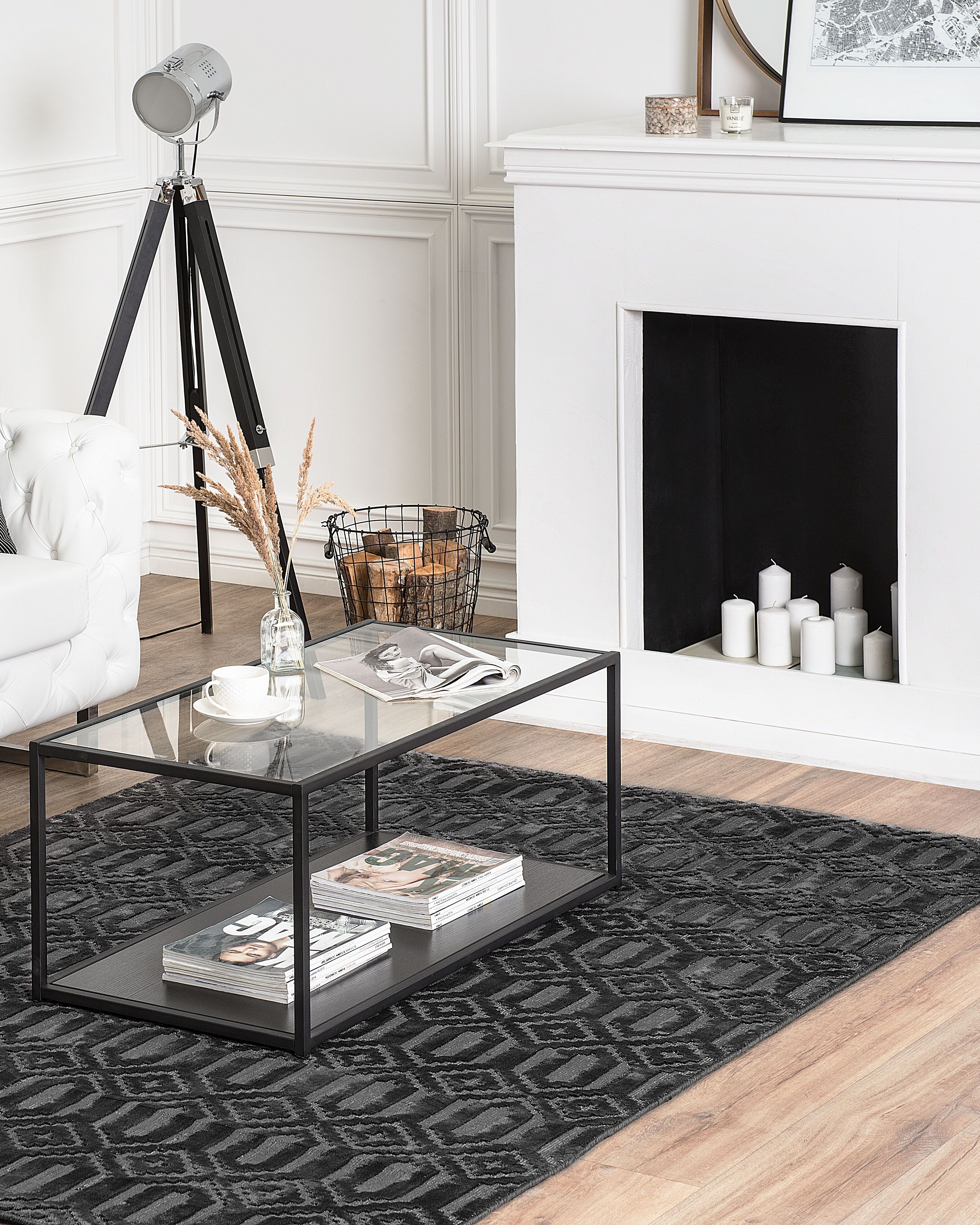 Rug ADATEPE Dark Grey 160 x 230 cm Viscose