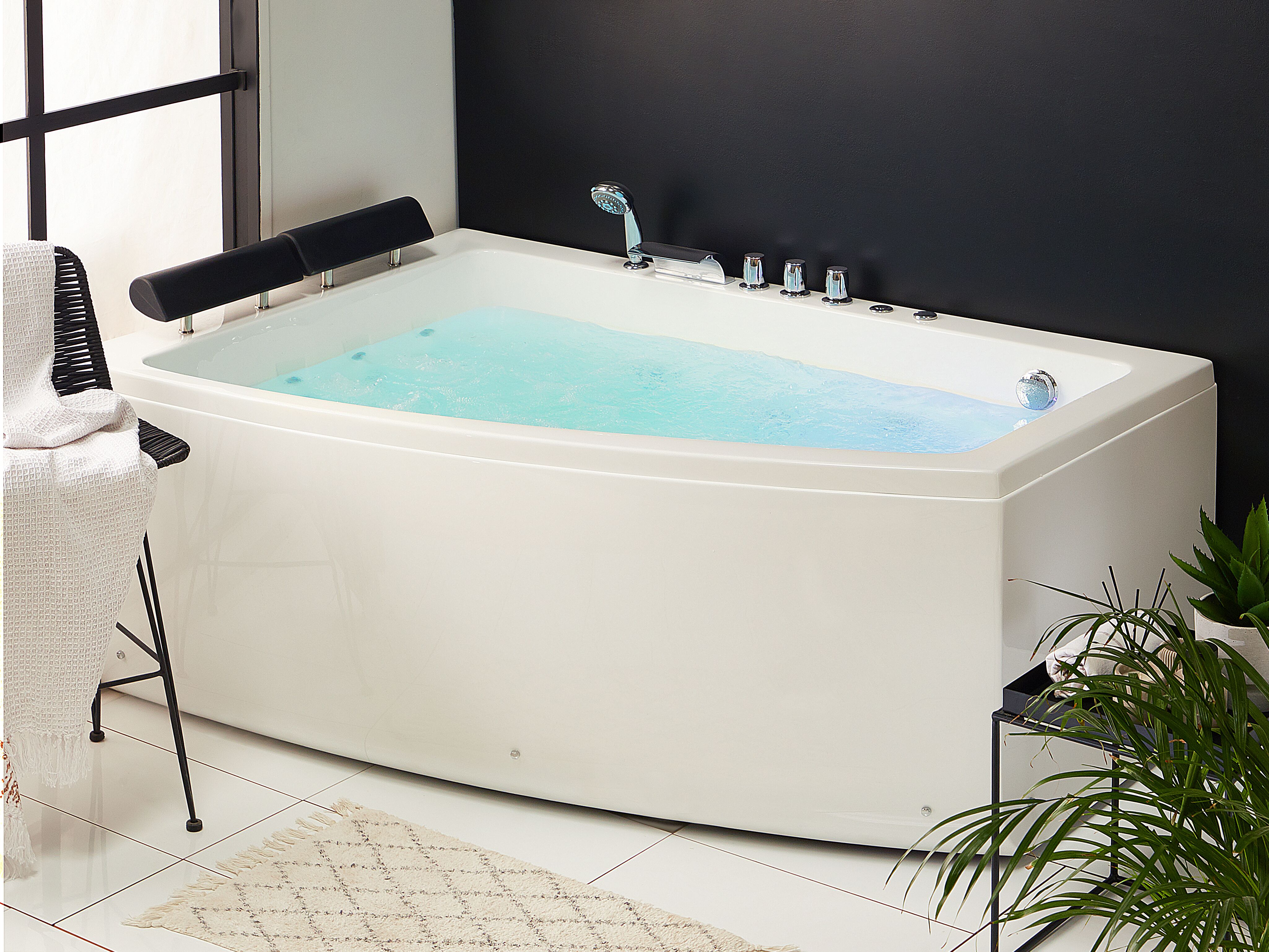 Corner Hot Tub with LED SERRANA Right Hand 1820 x 1210 mm White