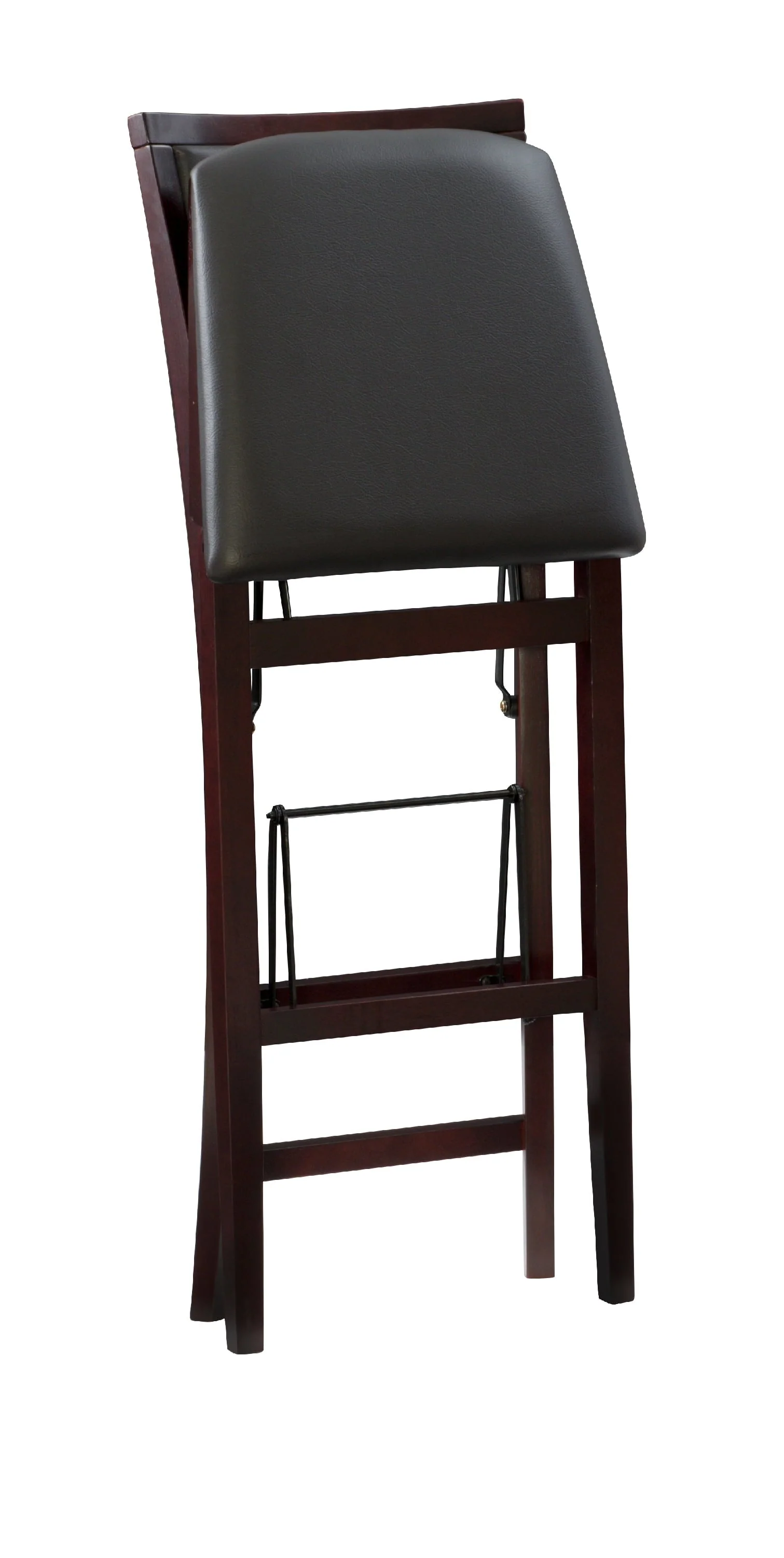 Linon Kristle Folding Padded Bar Stool, 30" Seat Height, Espresso Finish with Dark Brown PVC Fabric - Image 10