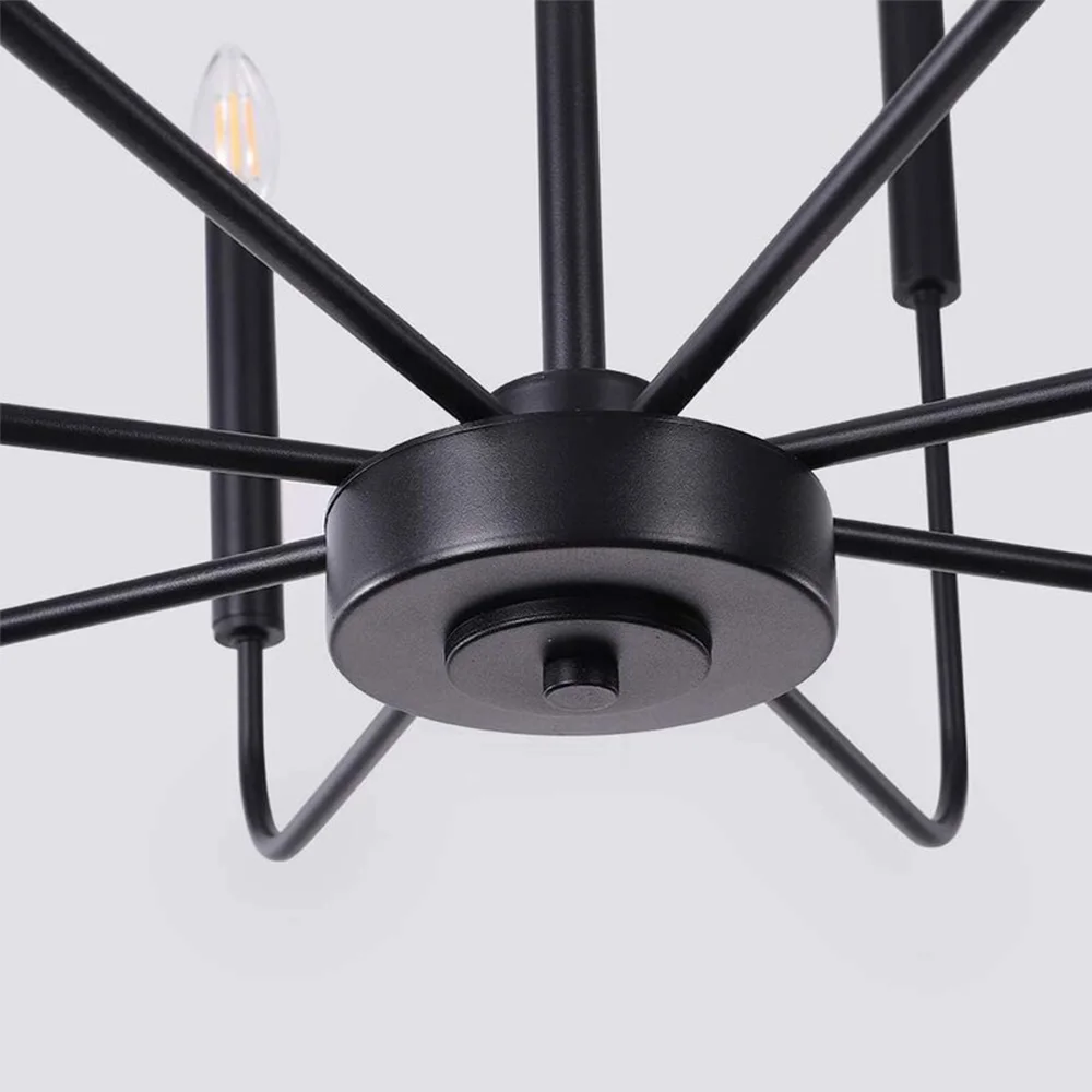 Briignite 8-Light Matte Black Finish Chandelier,Rustic Farmhouse Candle Dining Room Light Fixture, Hanging for Kitchen Island, Foyer, Living Room, Bedroom