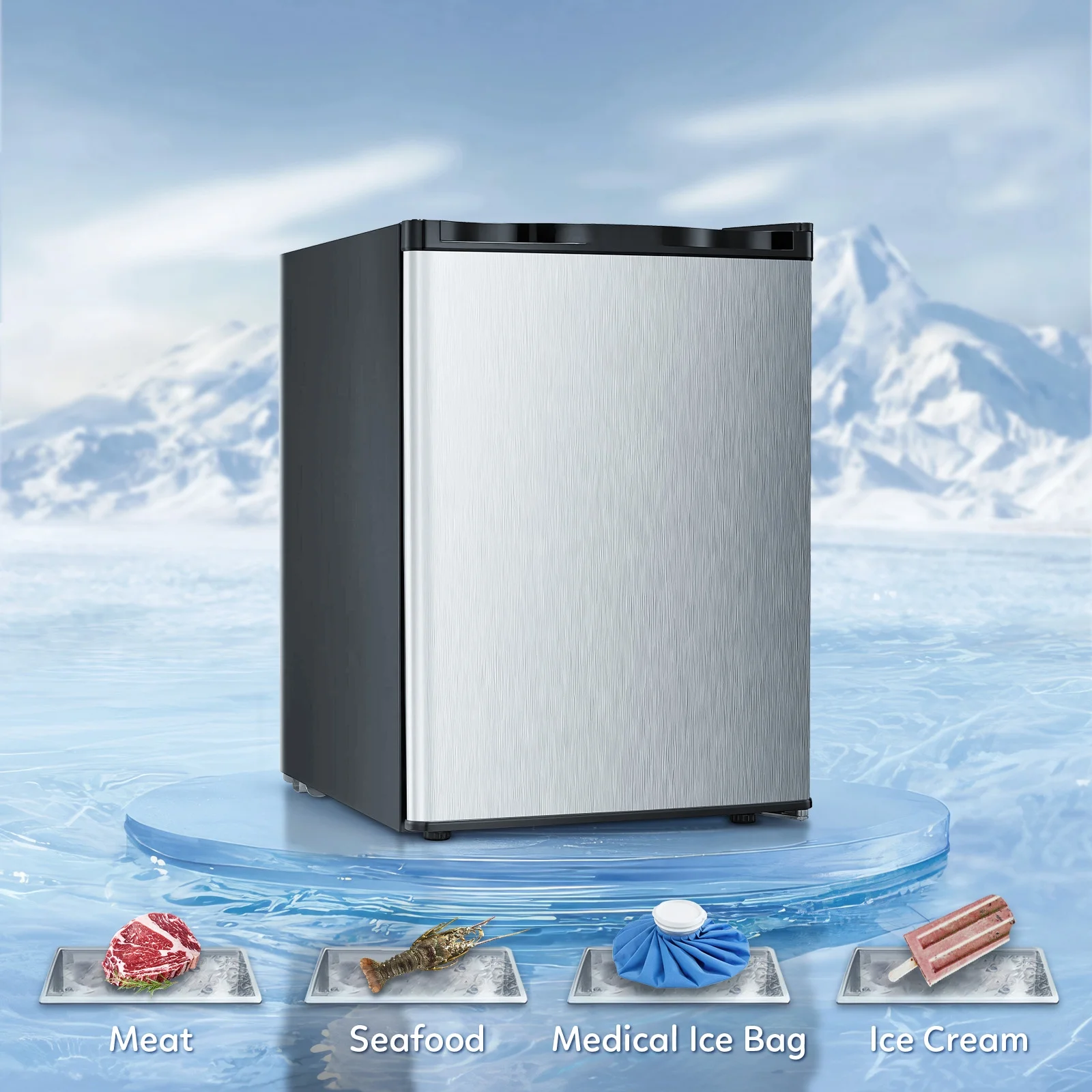 Auseo Mini Freezer Countertop, Energy Saving 2.6 Cu.ft, Single Door Compact Upright Freezer with Reversible Door for Home/Office/Kitchen-White - Image 18