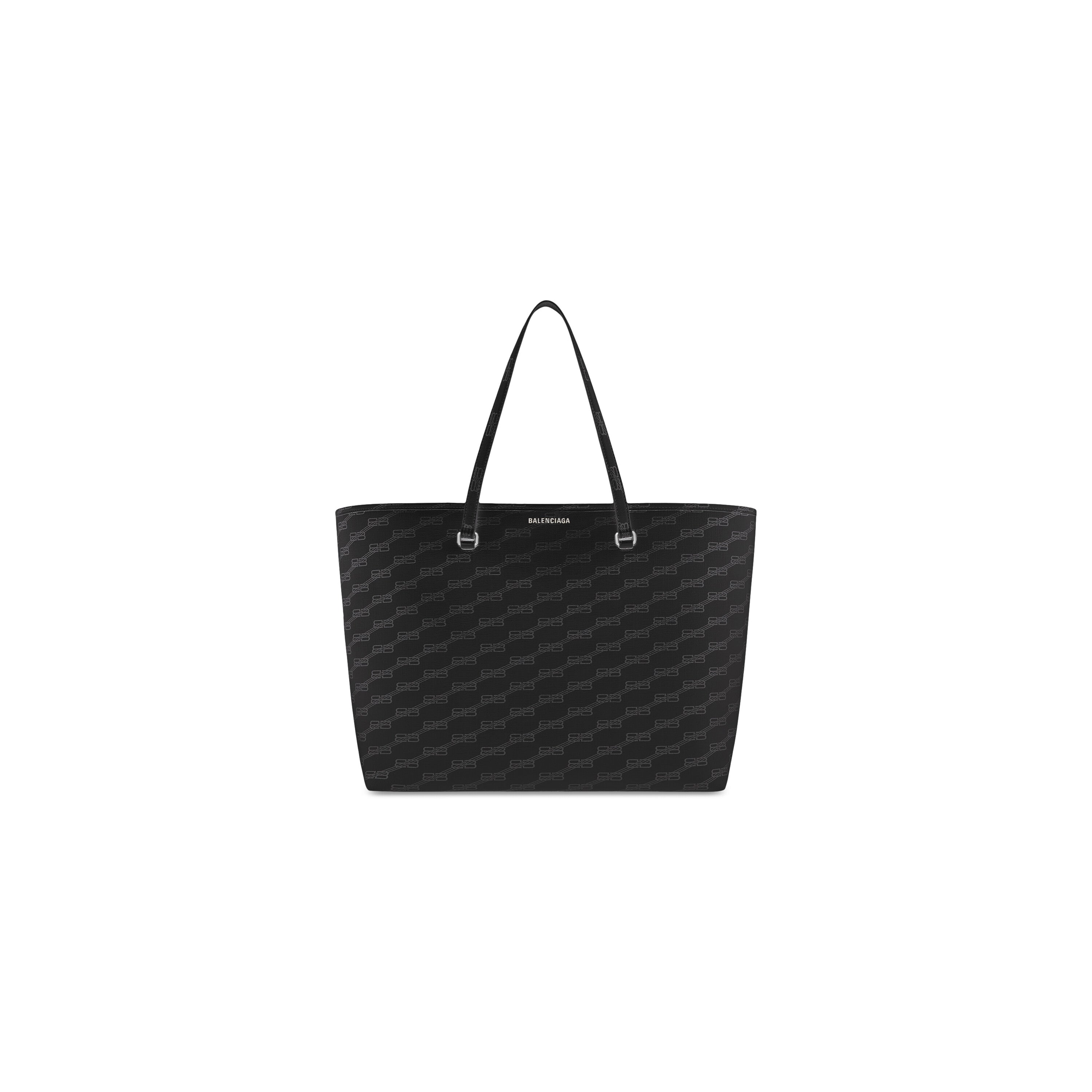 SIGNATURE LARGE EAST-WEST SHOPPER BAG BB MONOGRAM COATED CANVAS IN BLACK - Replicaclubs