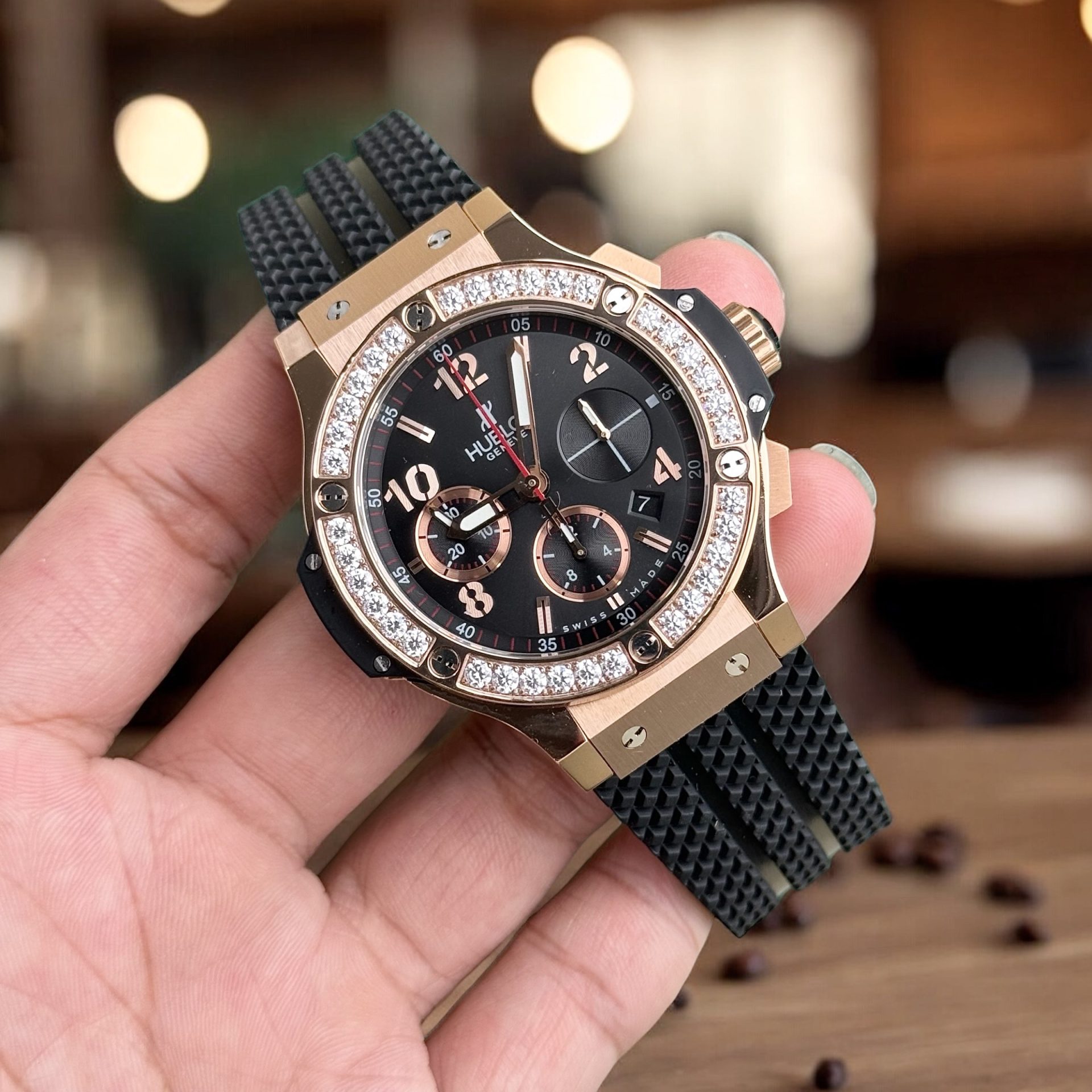 Hublot Replica 1:1 Watch Big Bang Chronograph King Gold Black Rubber Strap 44mm - Top club