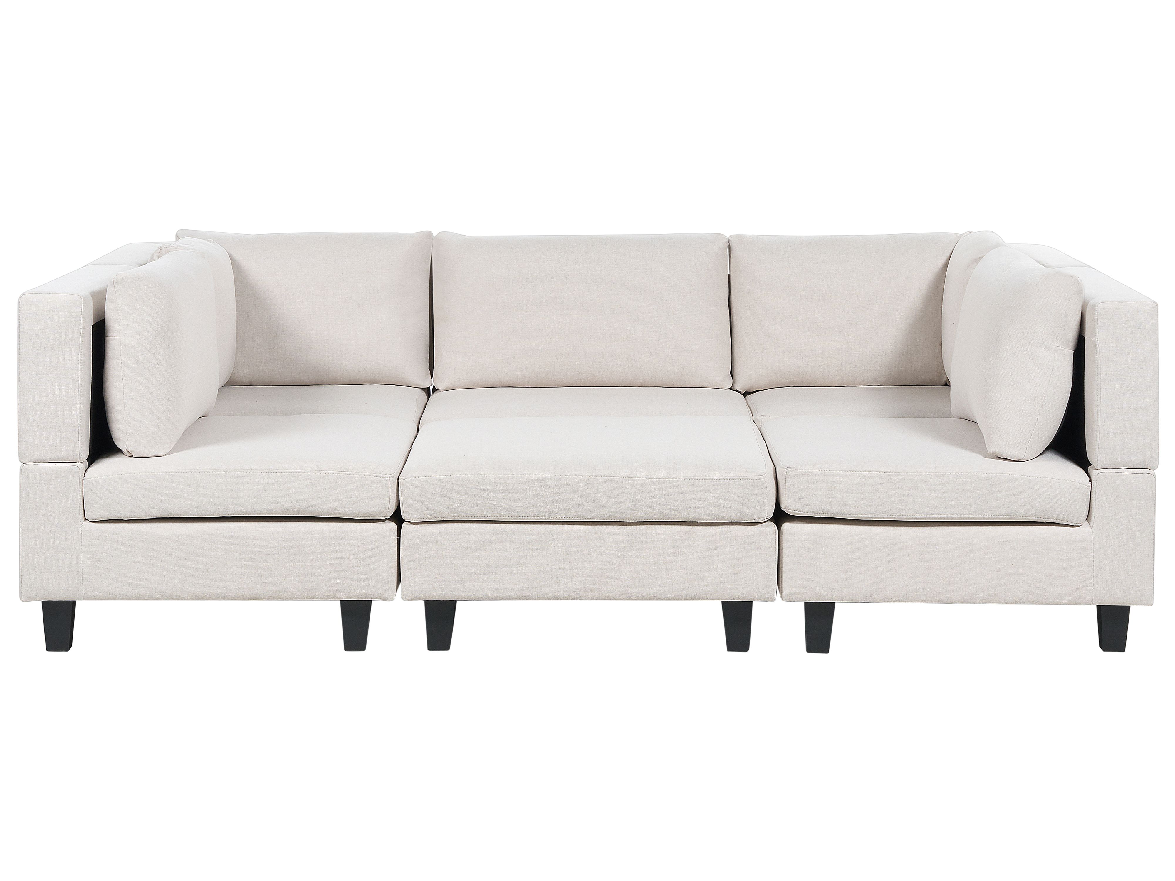 Modular U-Shape Sofa 5 Seater UNSTAD Fabric Light Beige with Ottoman