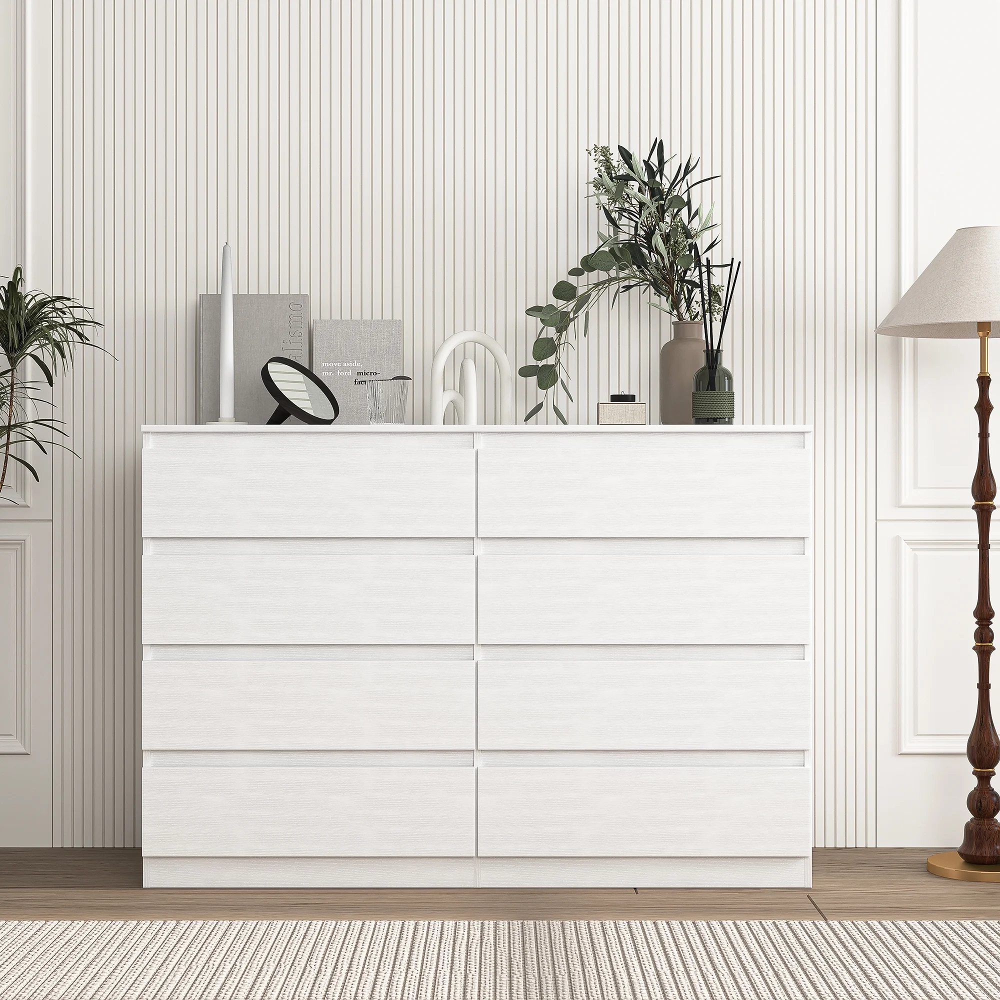 Kadyn White Chest of Drawer, 6 Double Drawer Dresser for Bedroom, Modern Storage Cabinet for Living Room, Dresser - Image 77
