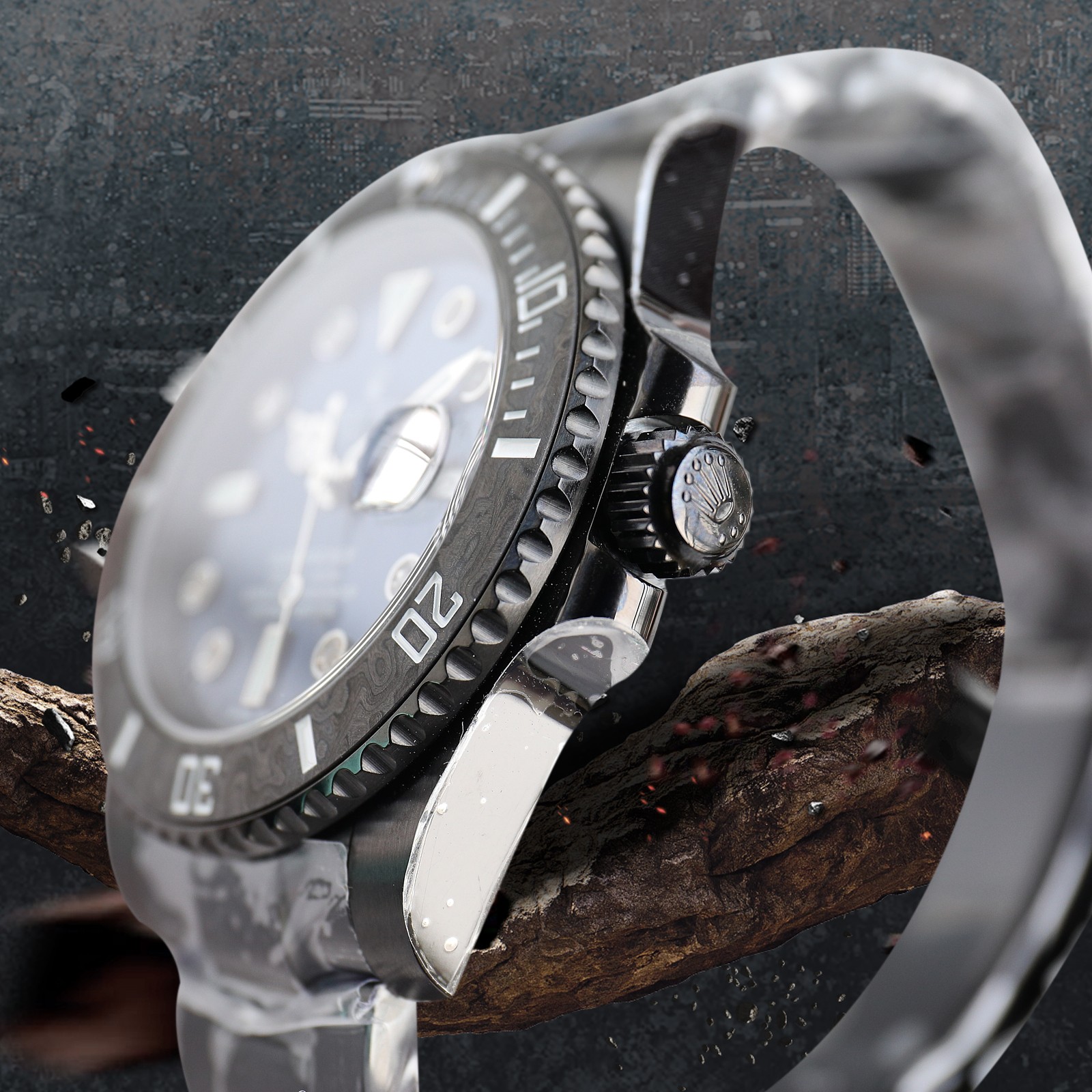 ROLEX Rolex Customized Submariner-Diamond Dial-Carbon Fiber Bezel-Black Blue(1:1 replica) - Top club