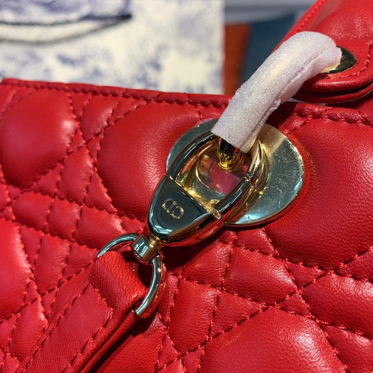 Christian Dior Large Lady Dior Bag Gold Toned Hardware Cherry Red Cannage For Women CD 12.5in/32cm M0566ONGE_M52R1:1High-quality replica