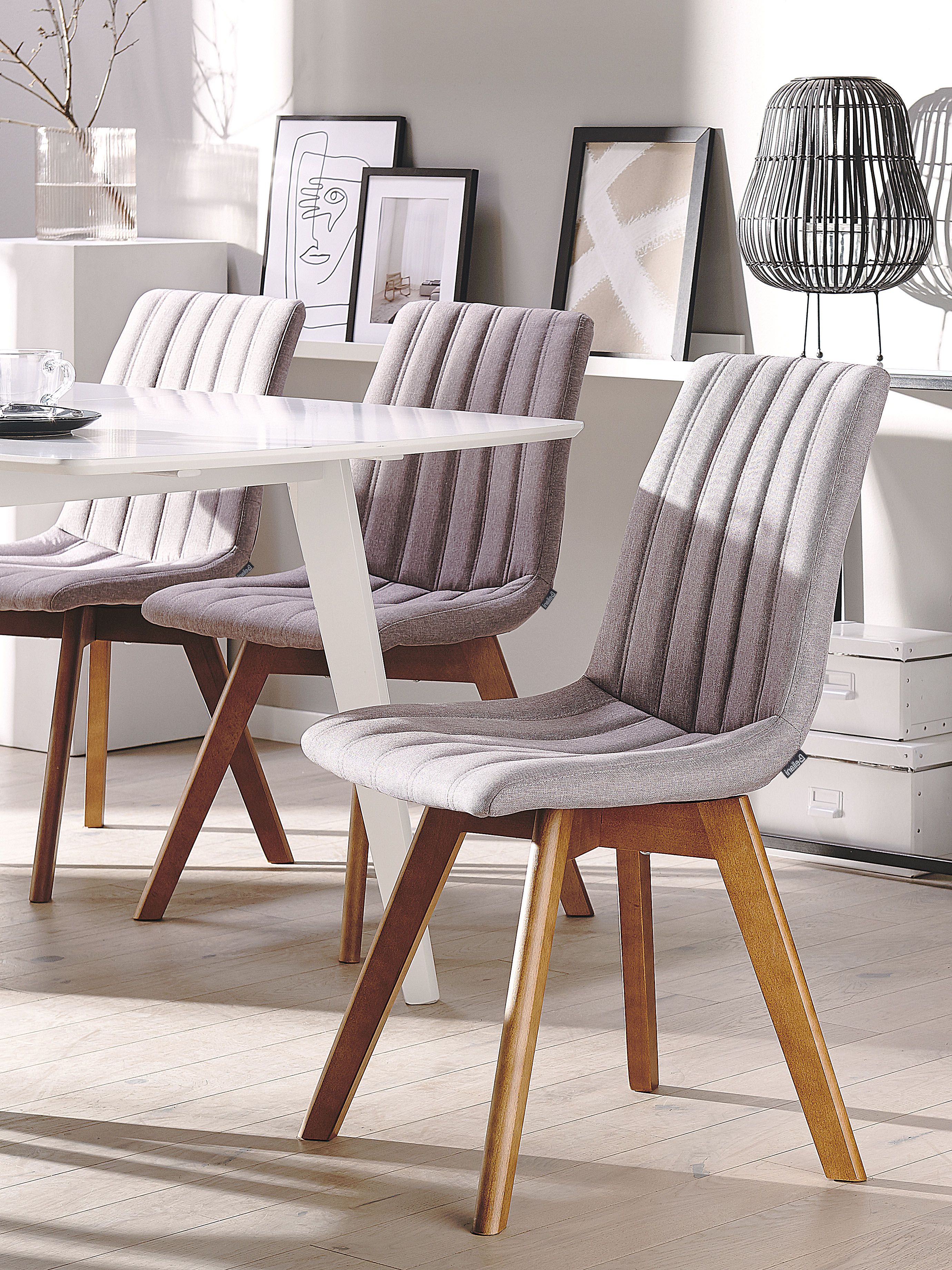 Set of 2 Dining Chairs CALGARY Fabric Taupe