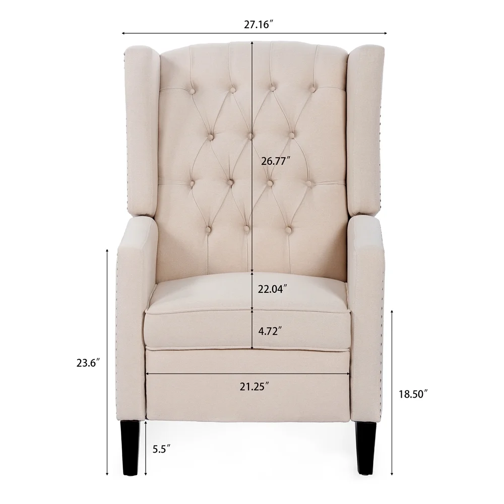 Triple Tree Modern Fabric Foam Wood Solid Print Nailhead Trim Accent Chair, Beige - Image 10