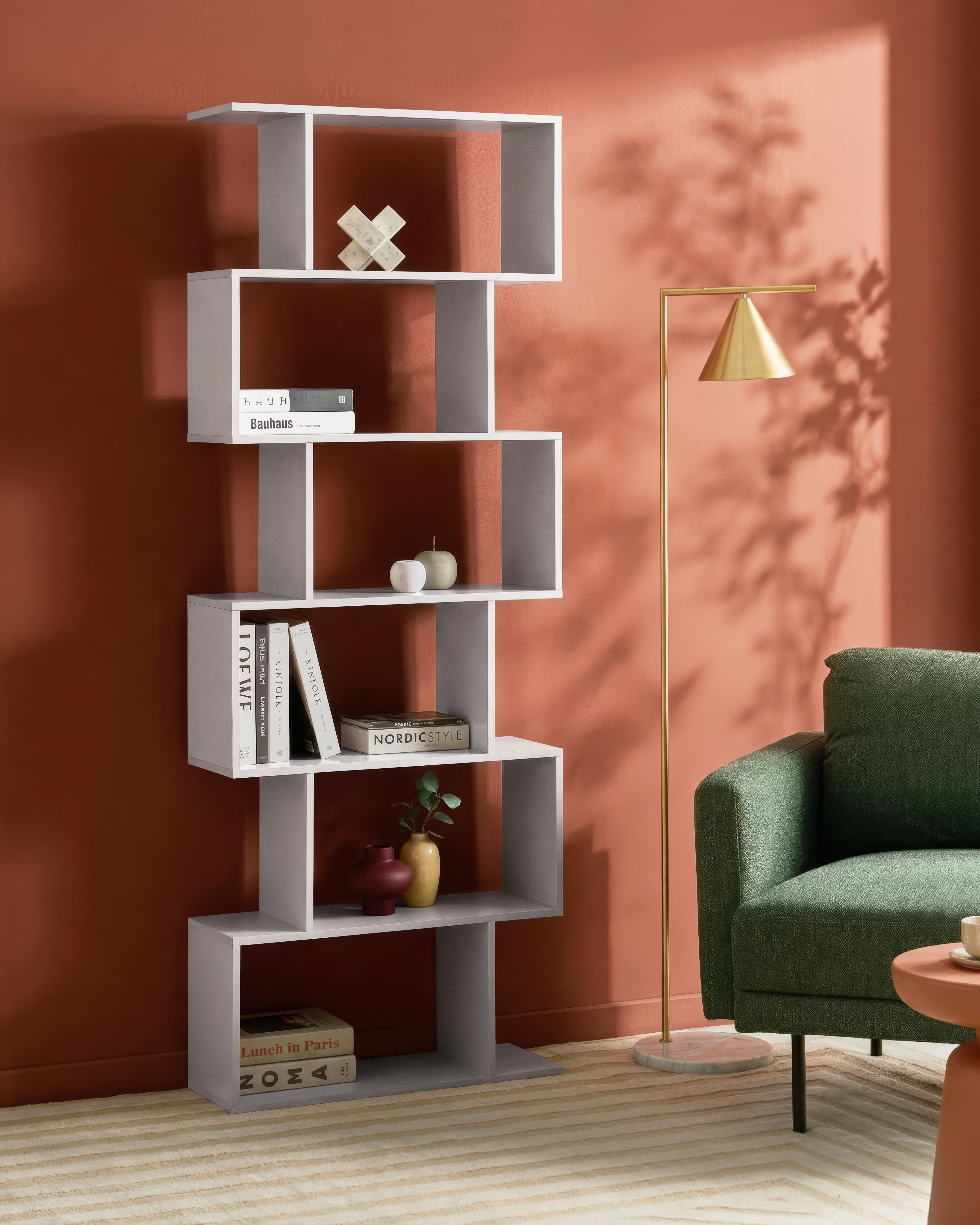 6 Tier Bookcase VALDOSA 190 cm Off-White