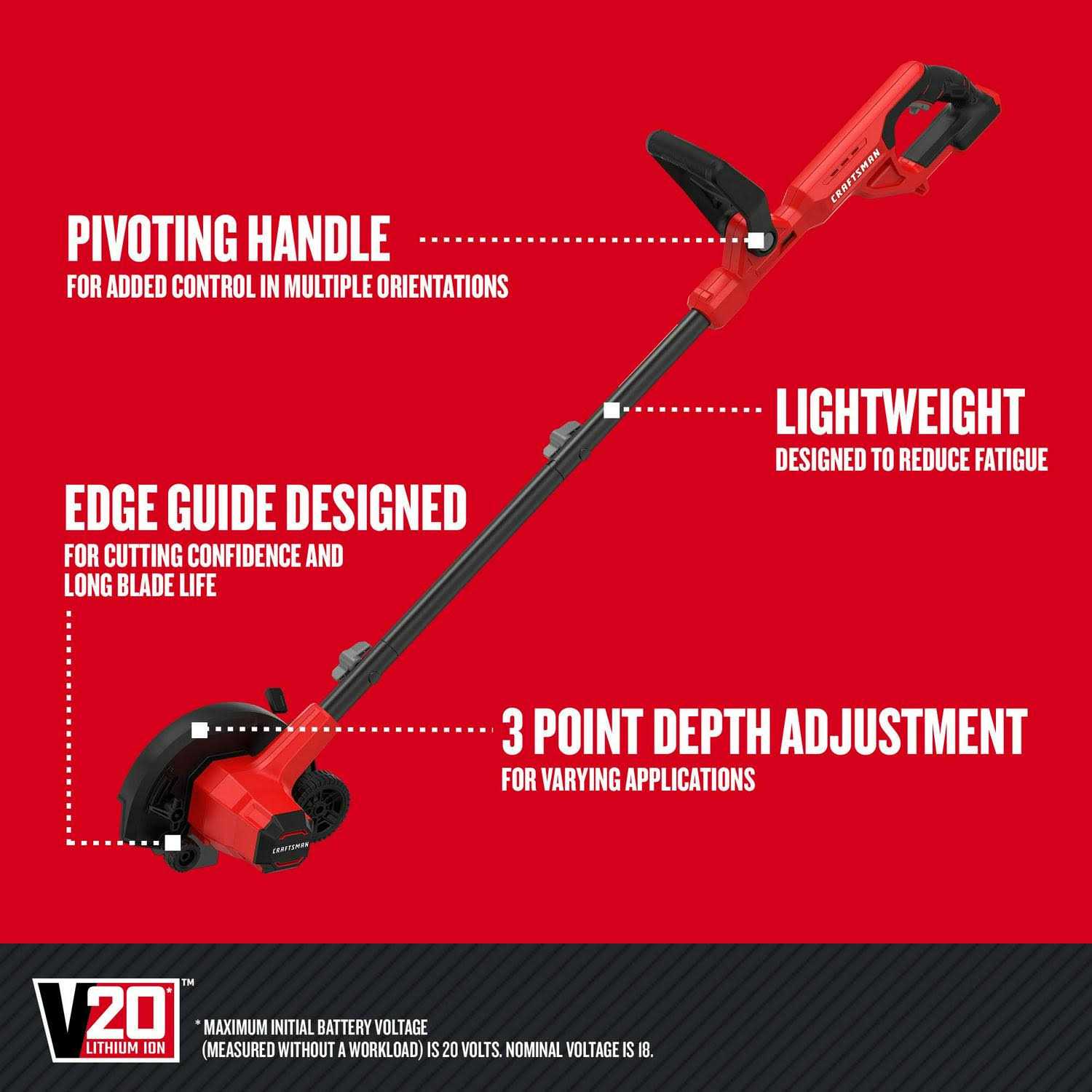 Craftsman V20 Cordless Lawn Edger Tool - CMCED400B - Image 2 Craftsman V20 Cordless Lawn Edger Tool - CMCED400B - Image 2