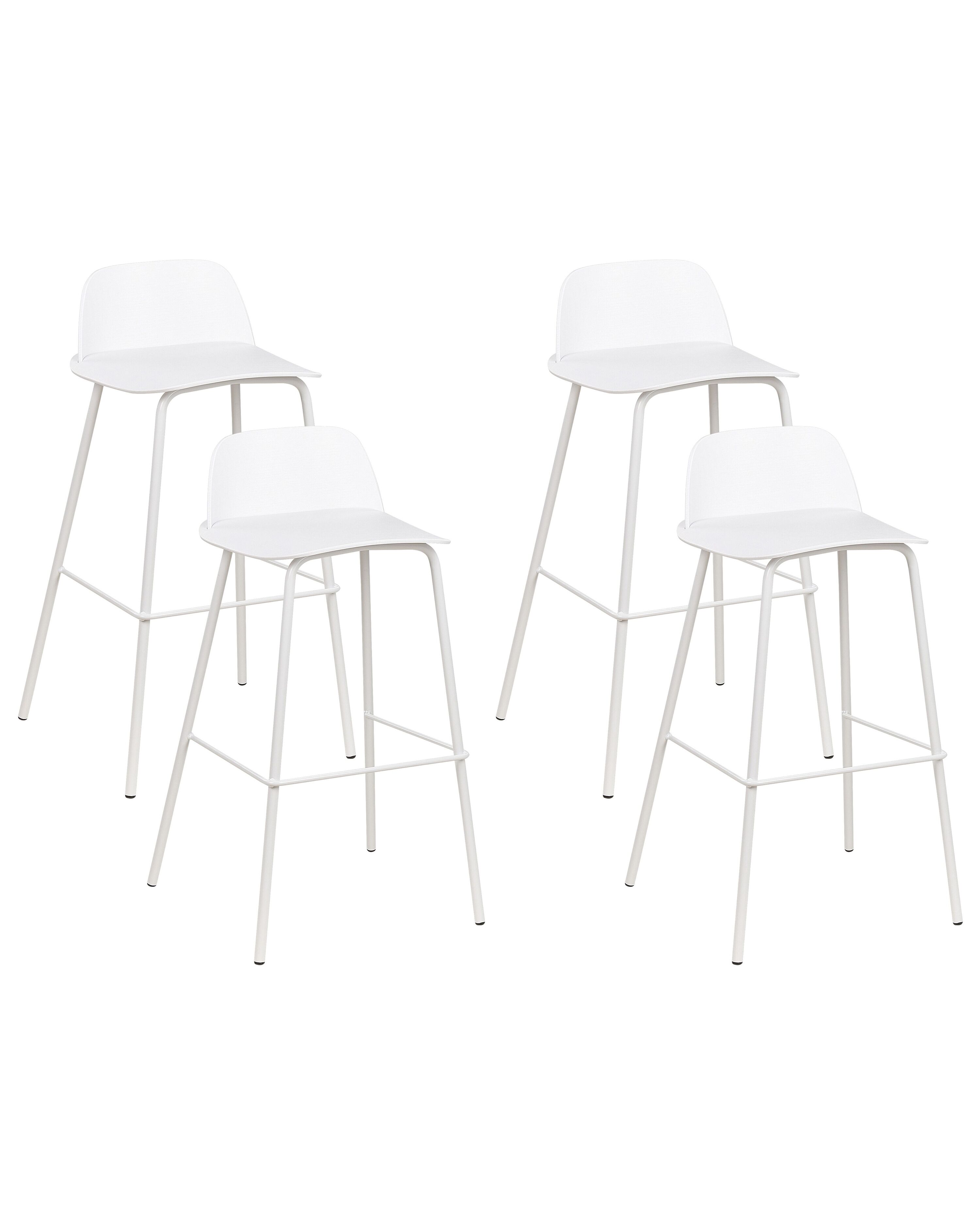 Set of 4 Bar Chairs MORA White
