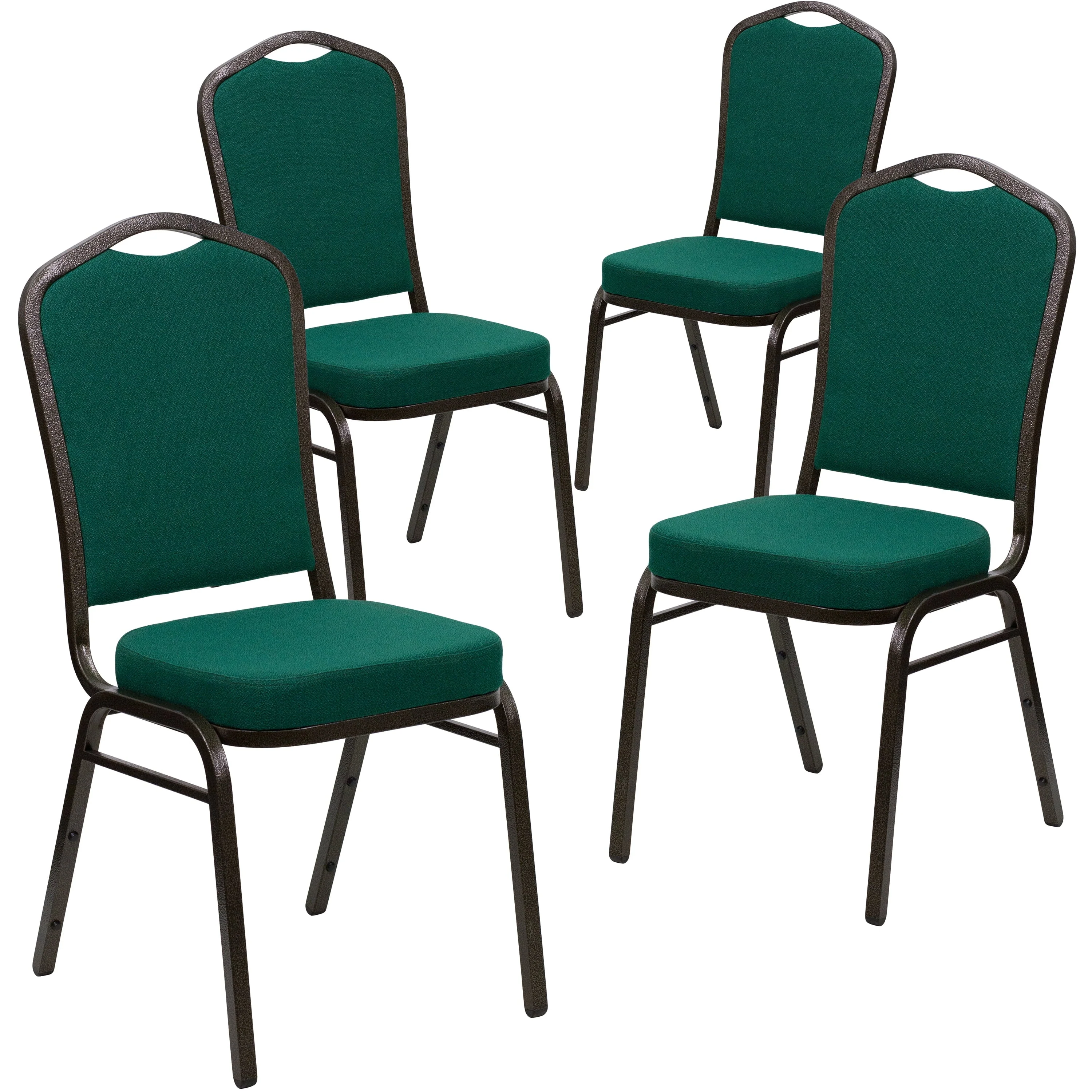 Flash Furniture 4 Pack HERCULES Series Crown Back Stacking Banquet Chair in Black Patterned Fabric - Gold Vein Frame - Image 30
