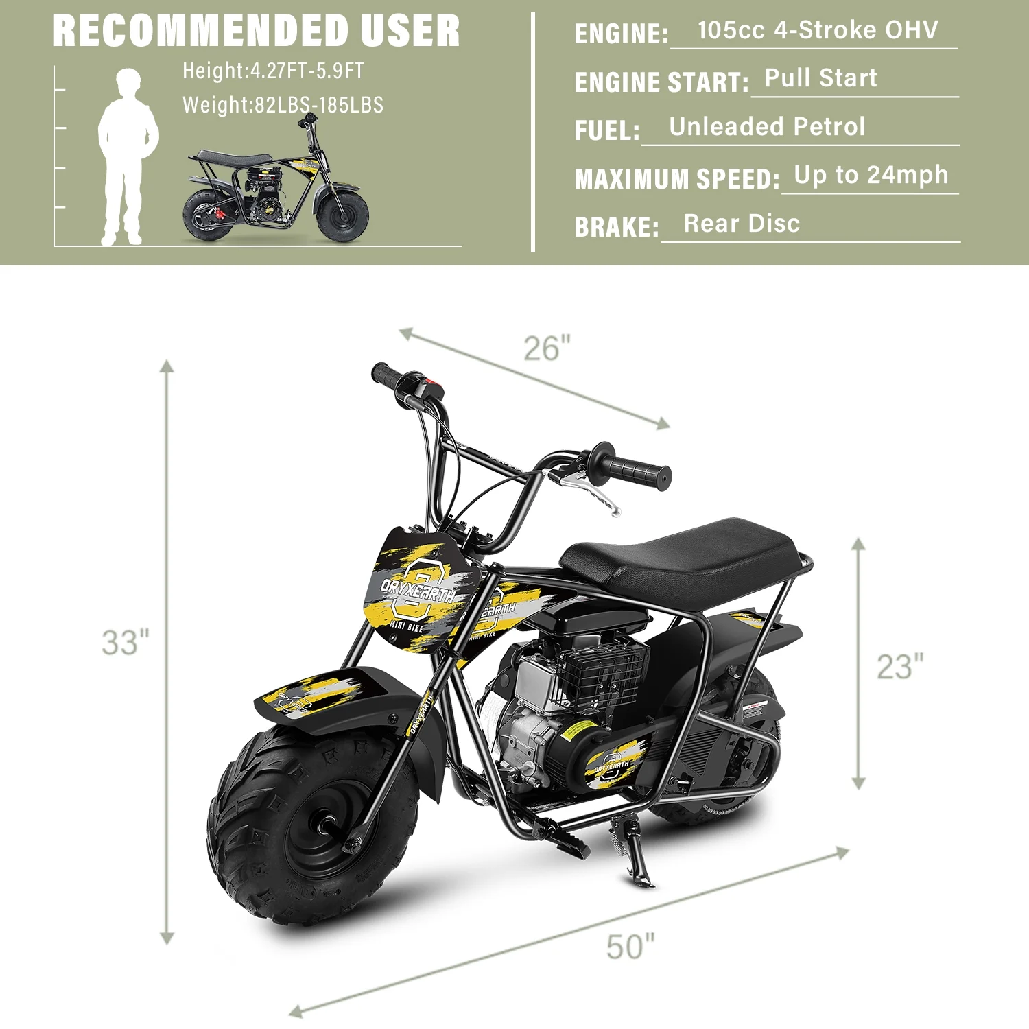 Oryxearth Mini Bike for Kids Motorcycle, Mini motorcycle for kids, Set of Four, 105CC 4-Stroke Ride on Toys, Camo - Image 16