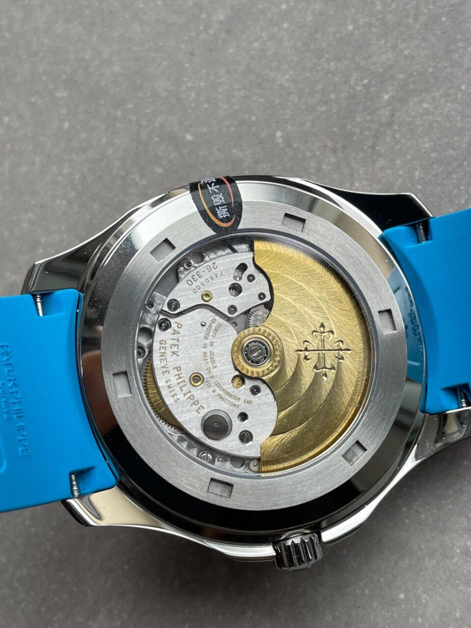 Replica PATEK PHILIPPE Aquanaut 5168G 42mm SS 3KF 1:1 Best Edition Black Dial on Light Blue Rubber Strap A324 V2 - Top club