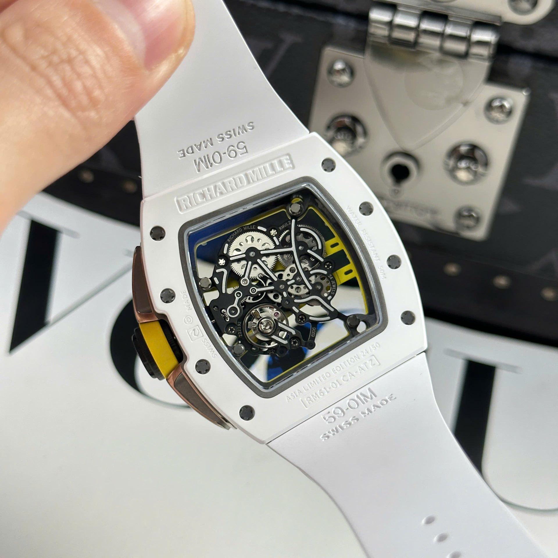 Richard Mille Best Copies Watch RM61-01 Manual Winding Yohan Blake Ceramic White ZF 42.7 50.23mm - Top club