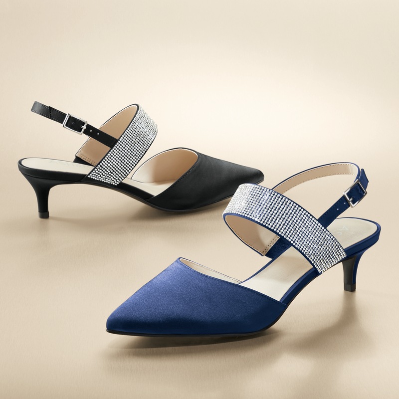 Rhinestone Adjustable Strap Slingback for Women with 1.75