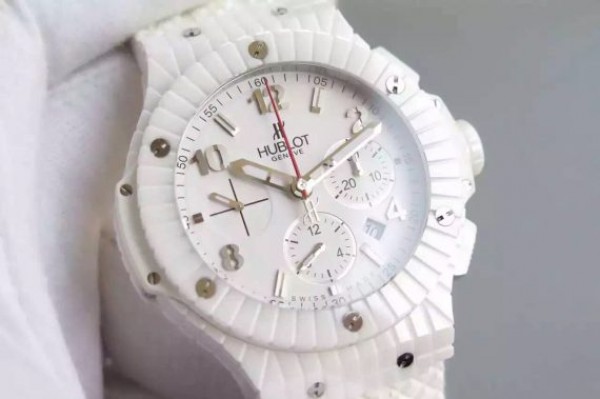 Replica Hublot Big Bang Caviar Chrono 44mm White Ceramic White Dial Rubber Strap A7750 - Top club