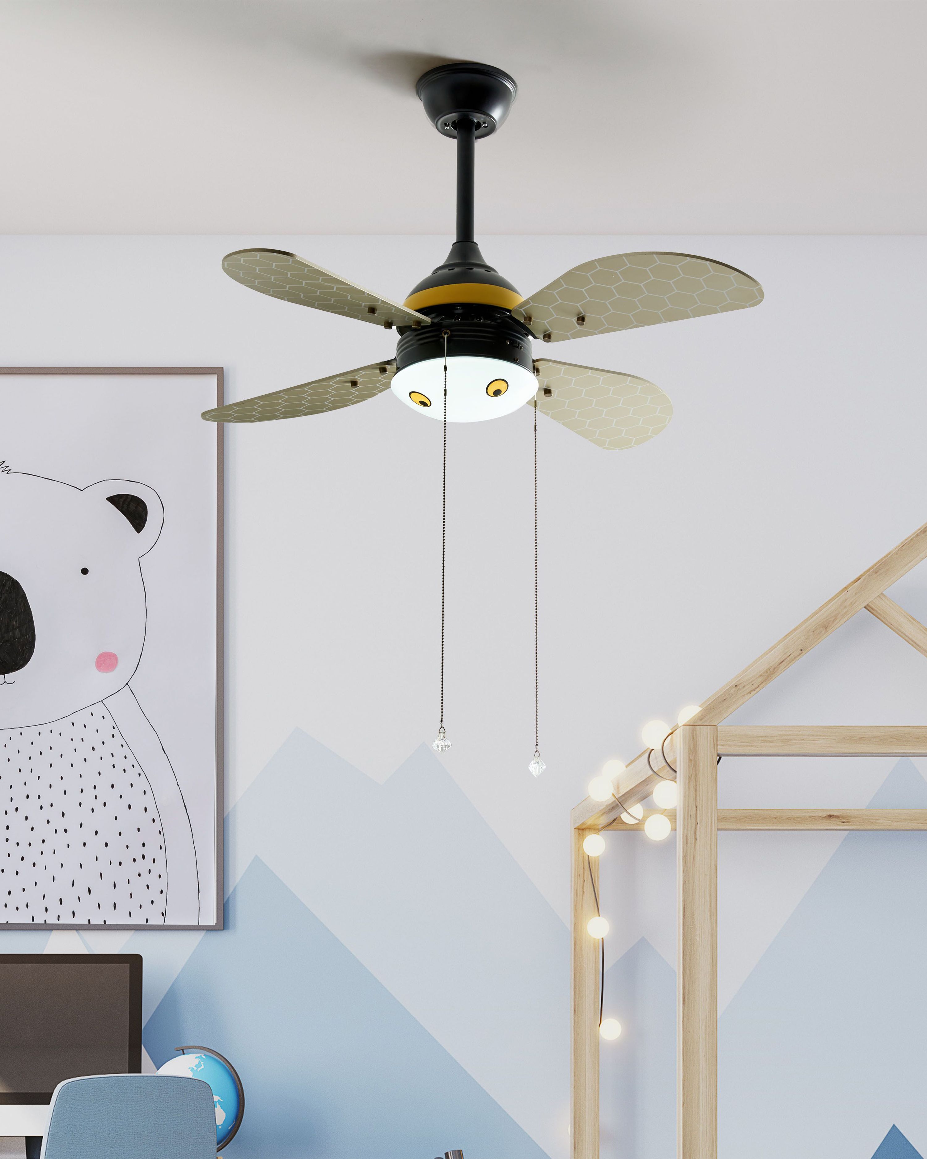 Ceiling Fan with Light DOLORES LED Yellow