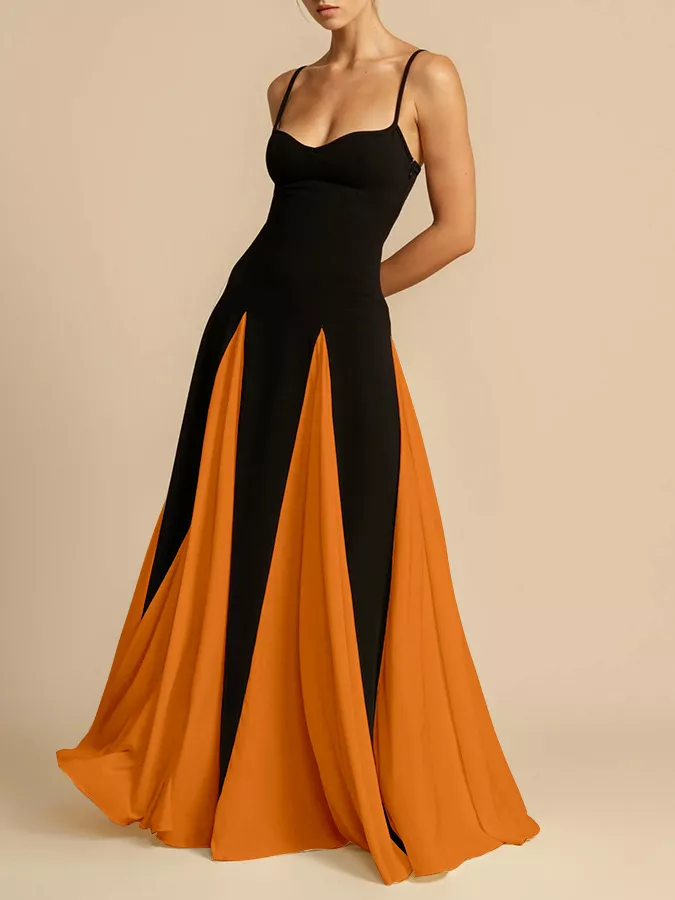 Two-Tone Flowing Maxi Dress - ZKZOOK