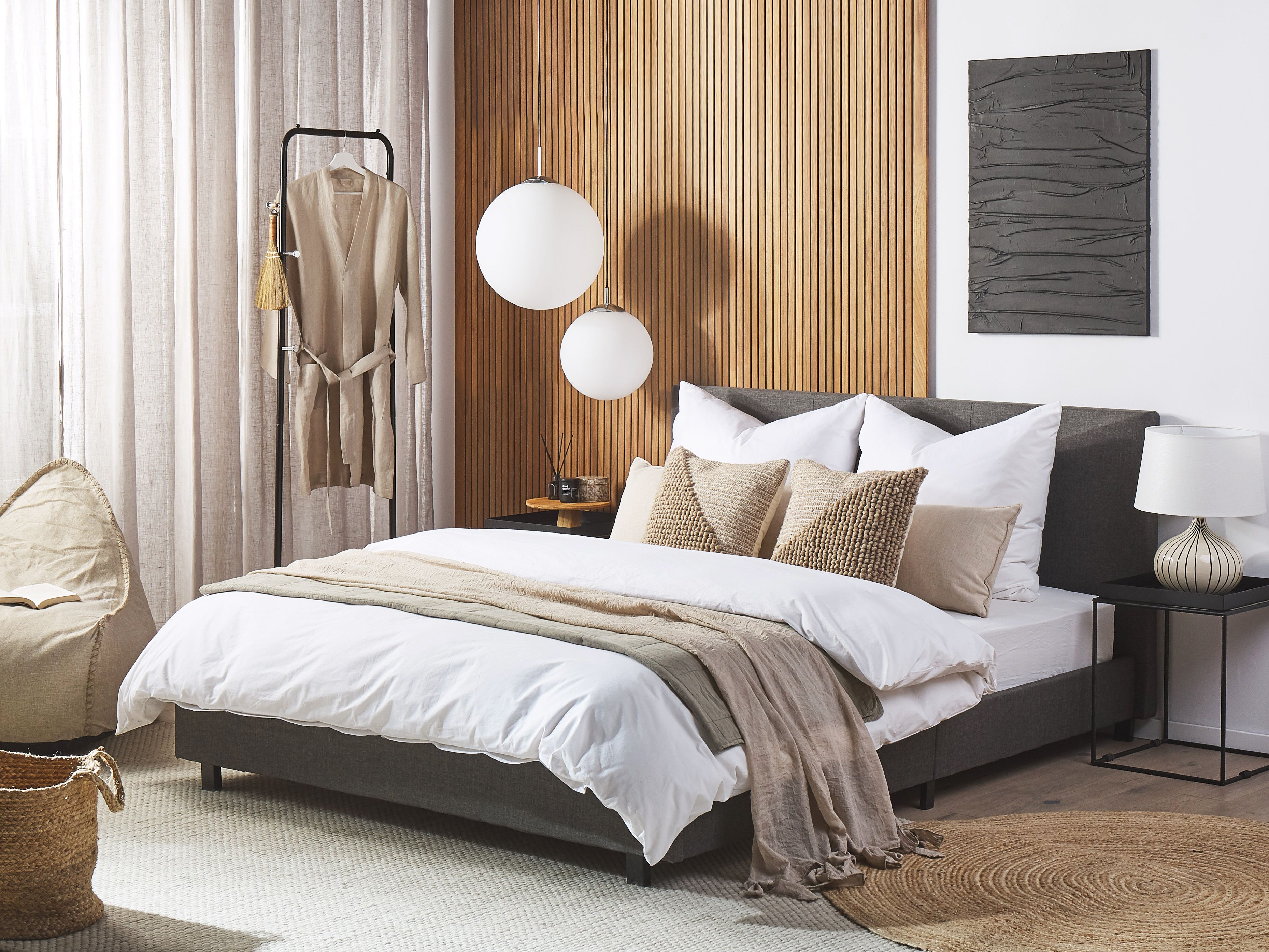 Bed Fabric ALBI 180 x 200 cm (EU Super King) Grey