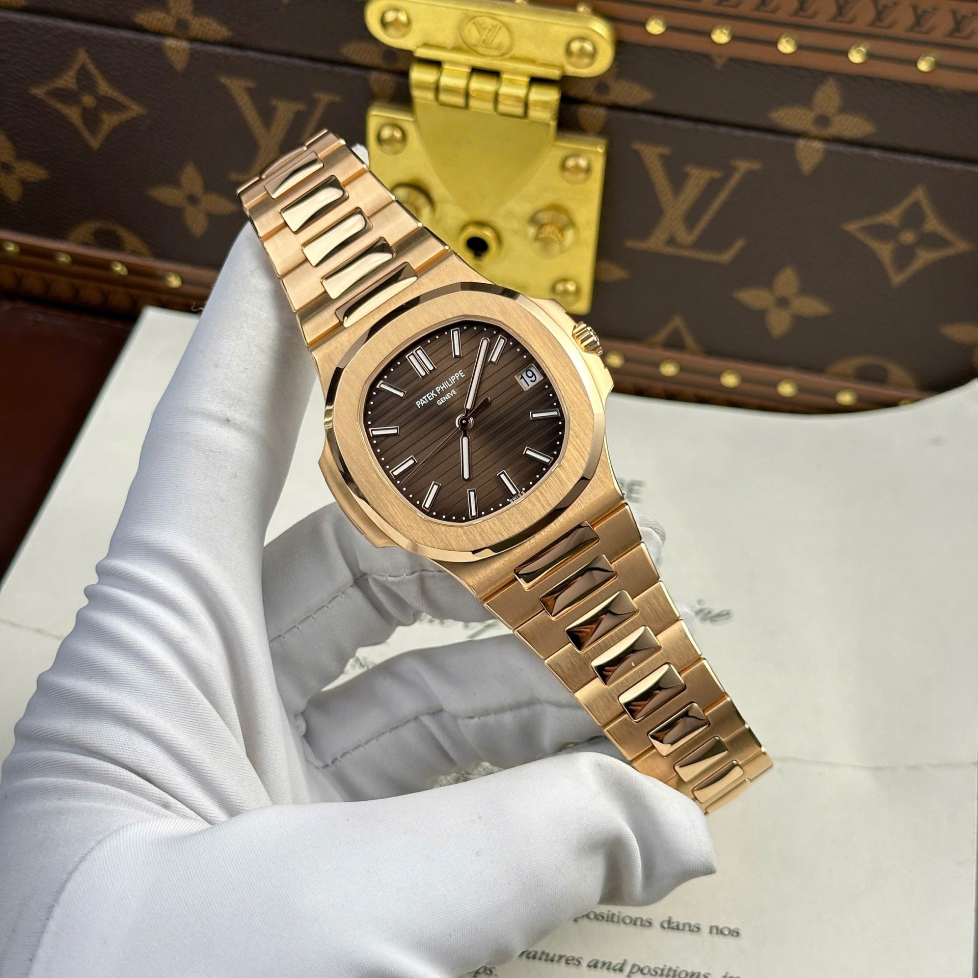 Patek Philippe Nautilus 5711 Refined Max Option 18K Gold Wrapped Chocolate Dial 40mm - Elite Watch Atelier