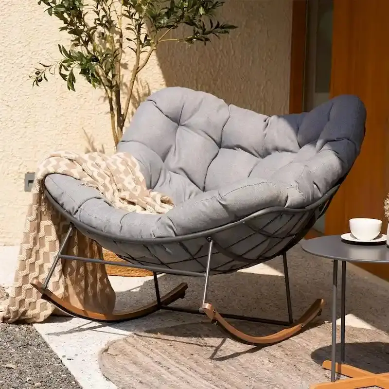 Oversized Indoor/Outdoor Rocking Egg Chair With Cushioned Upholstery - Image 2 Oversized Indoor/Outdoor Rocking Egg Chair With Cushioned Upholstery - Image 2