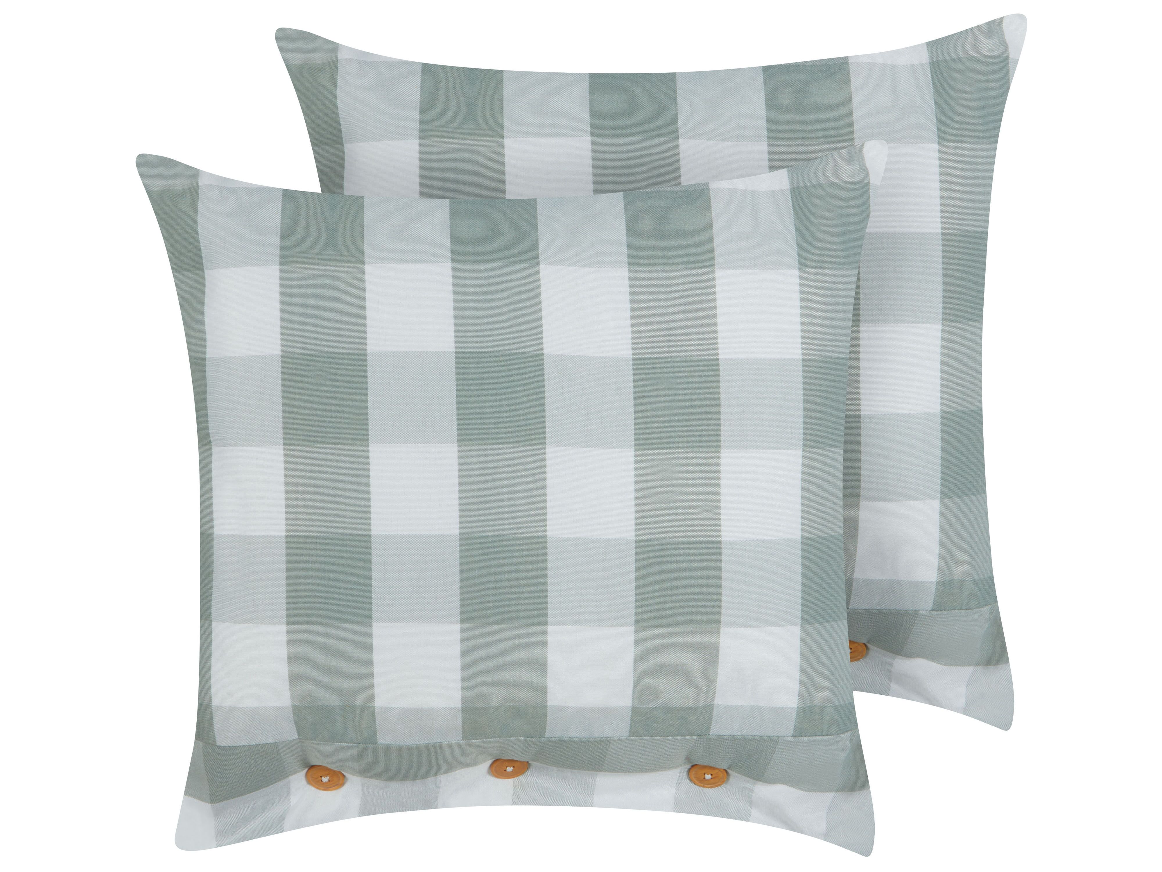 Set of 2 Decorative Cushions TAMNINE 45 x 45 cm Mint Green Checked