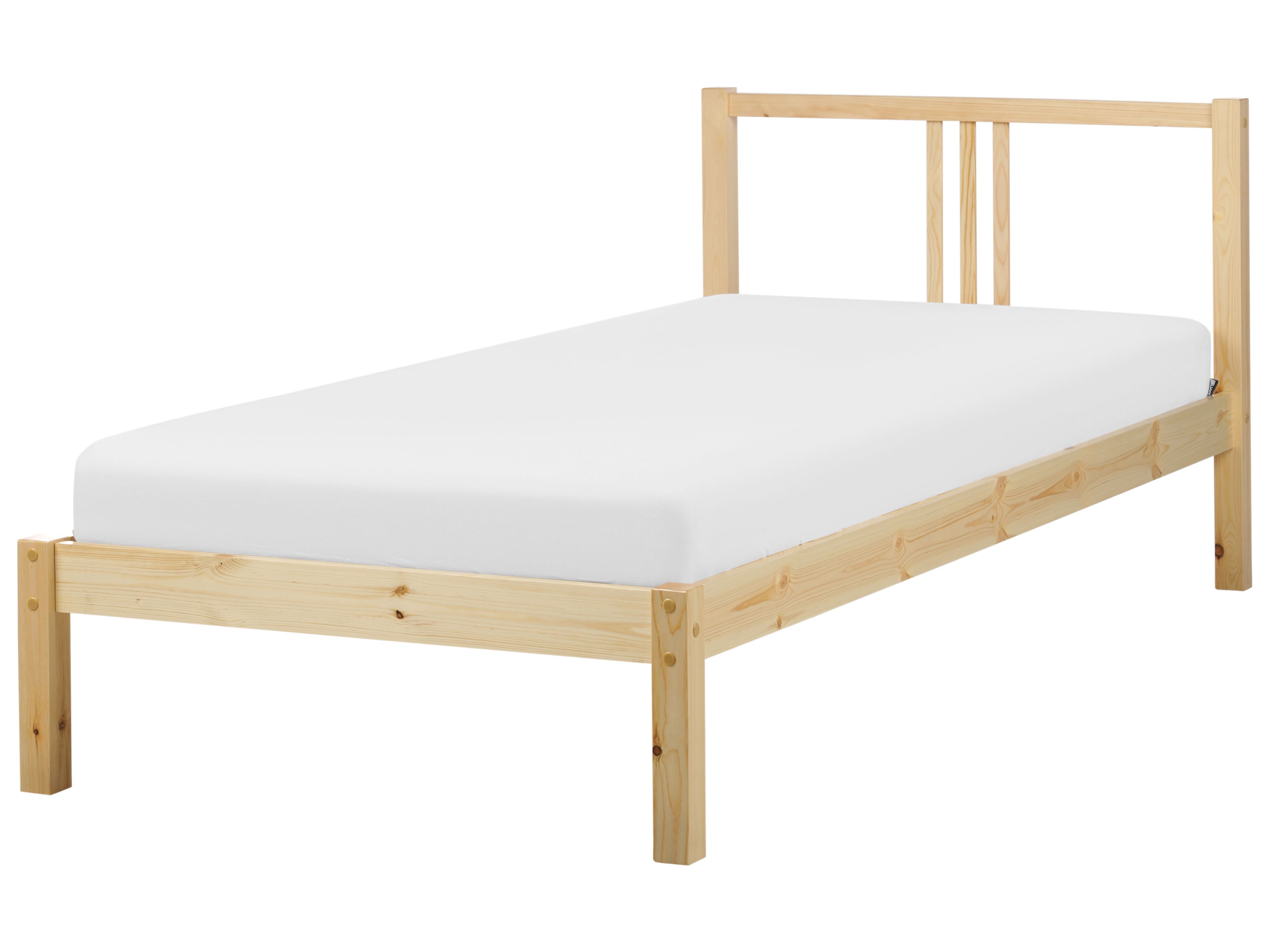Bed Pine Wood VANNES 90 x 200 cm (EU Single) Light Brown