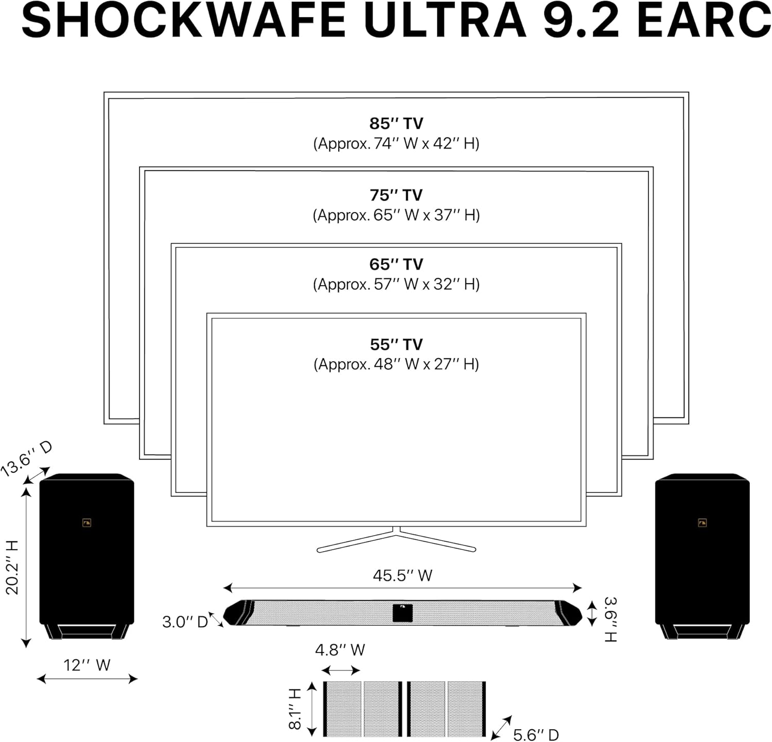 Nakamichi Shockwafe Ultra 9.2.4 Channel Soundbar System with Dolby Atmos/DTS:X, Dual 10