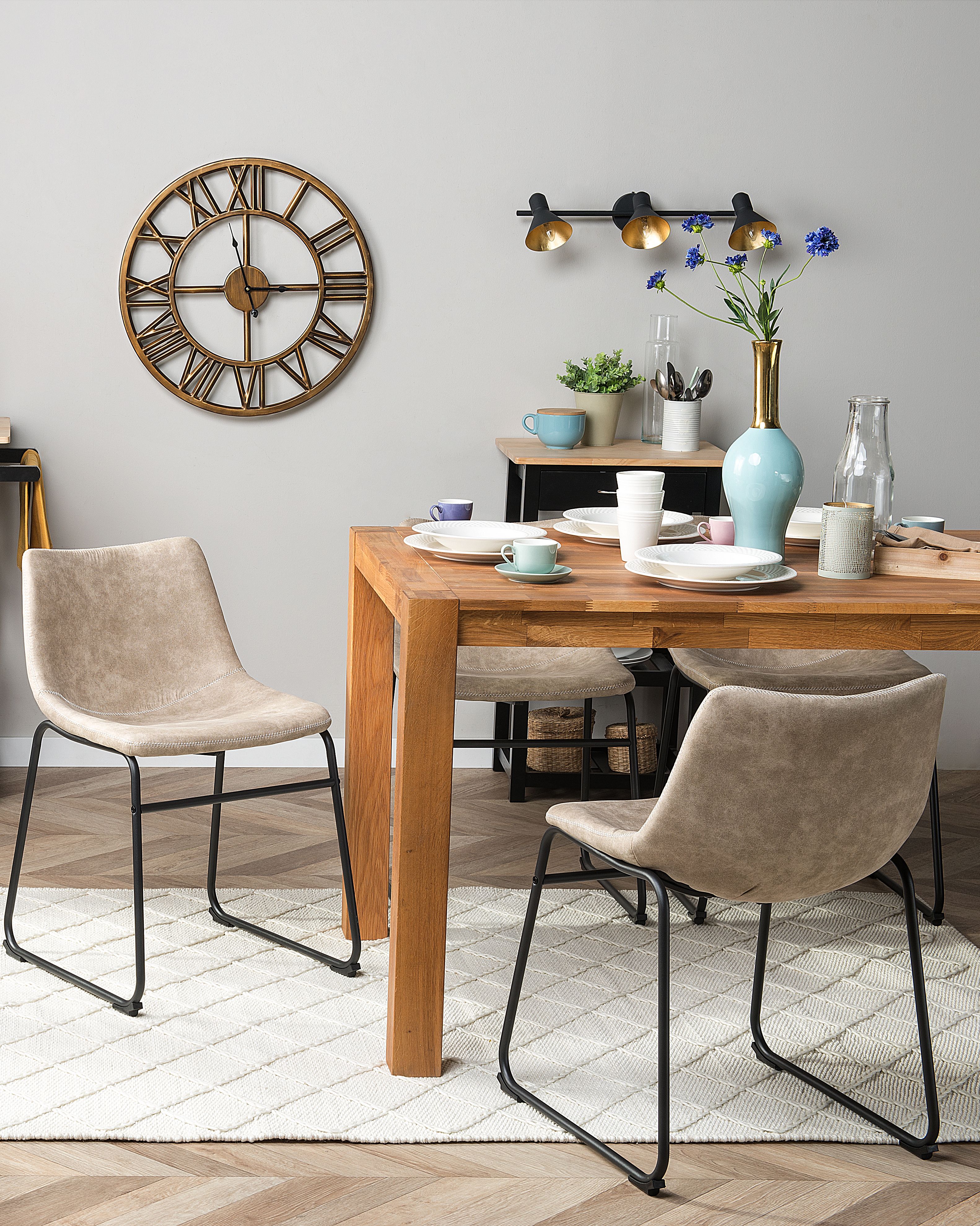 Set of 2 Dining Chairs BATAVIA Fabric Beige