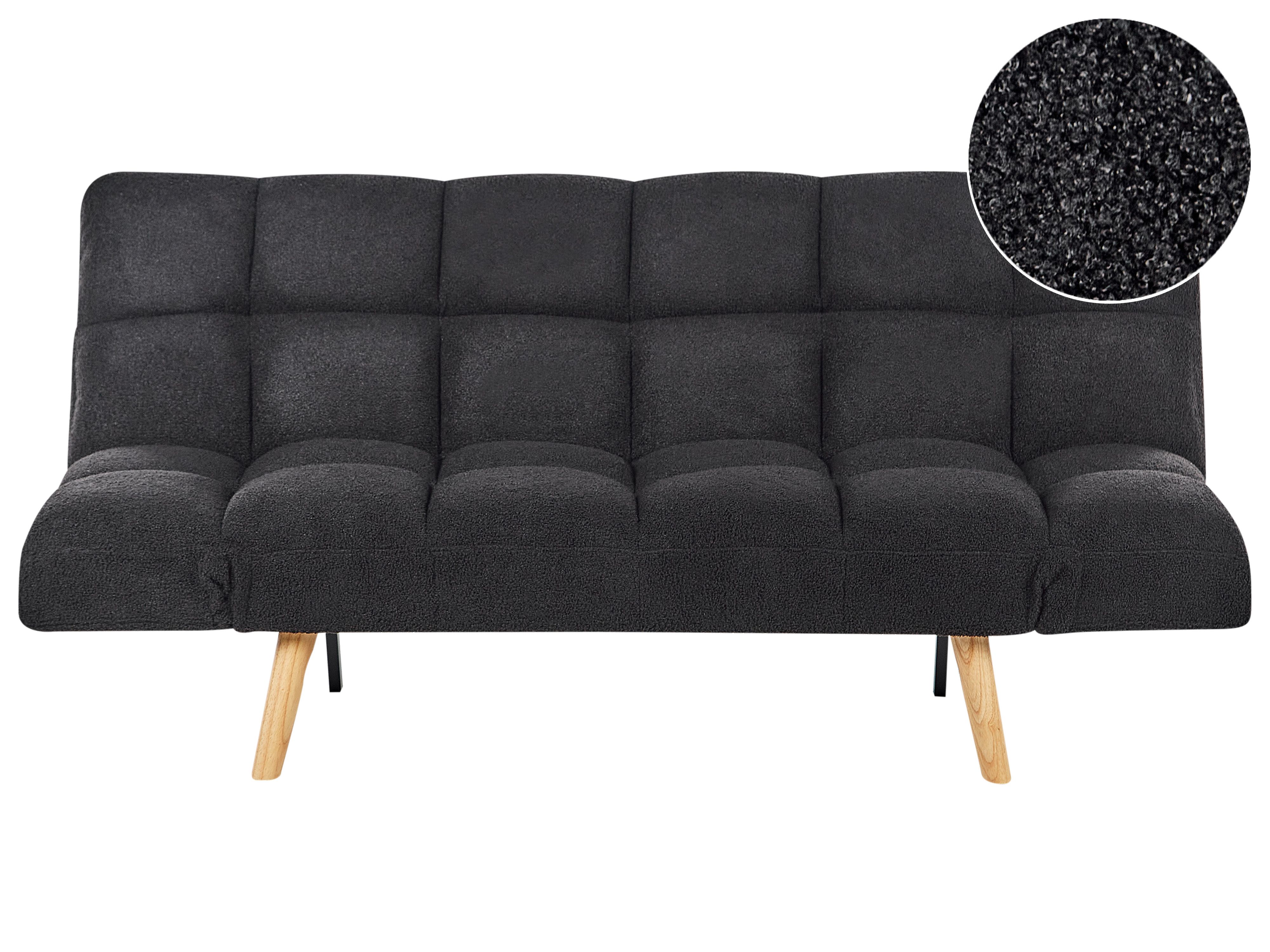 Sofa Bed 2 Seater INGARO Boucle Black