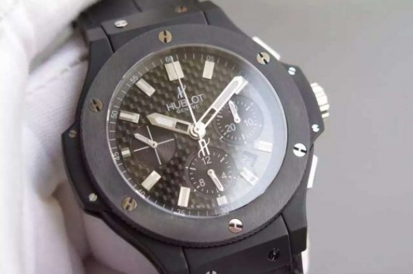 Replica Hublot Big Bang 44mm Carbon Fiber Black Gummy Strap A7750 - Top club