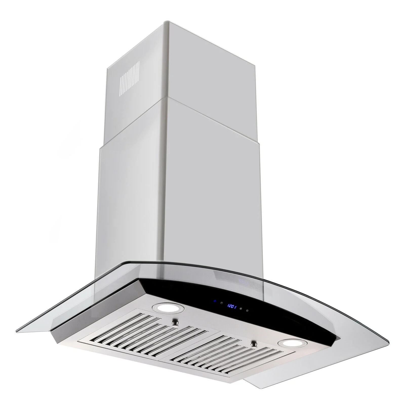 Tieasy 30 inch Wall Mount Range Hood Stainless Steel 700 CFM Black Touch Panel Kitchen Vent Fan