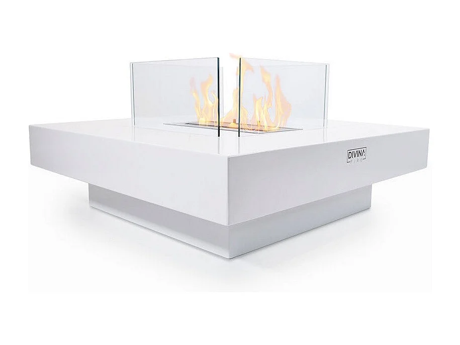 Cheminée bioéthanol sur pied PanareaWhite 70x70x35 pour intérieur/extérieur