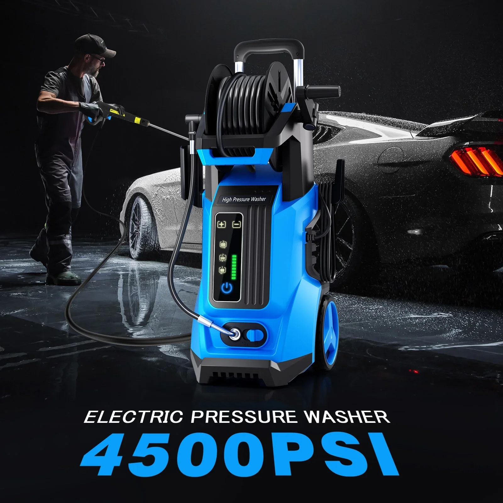 SUGIFT Electric Pressure Washer 4500PSI-Max 3.2GPM with Touch Screen Adjustable Pressure and 5 Nozzles Power Washer Cleaning for Patio,Blue - Image 6
