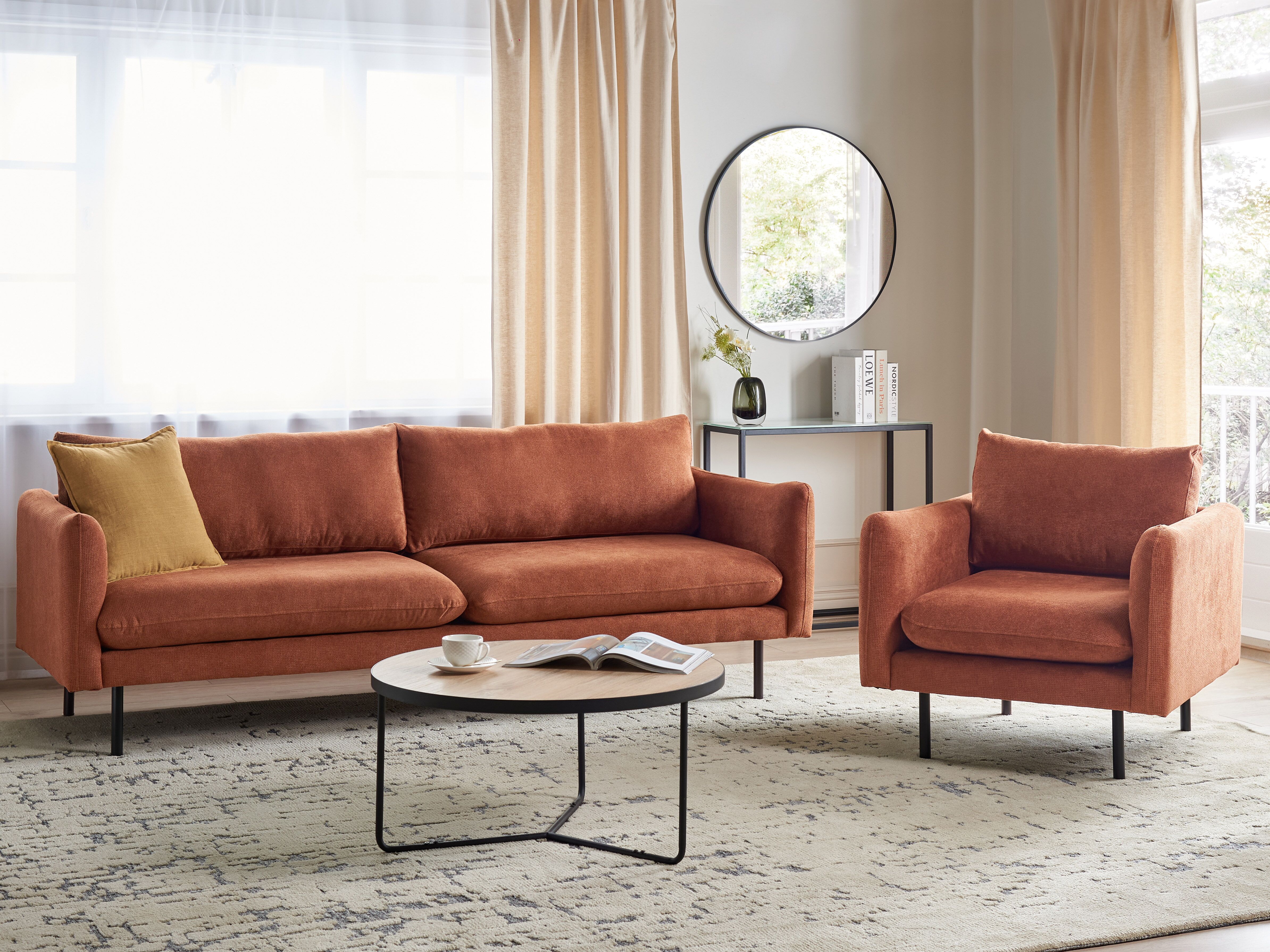 Living Room Set 4 Seater VINTERBRO Chenille Golden Brown