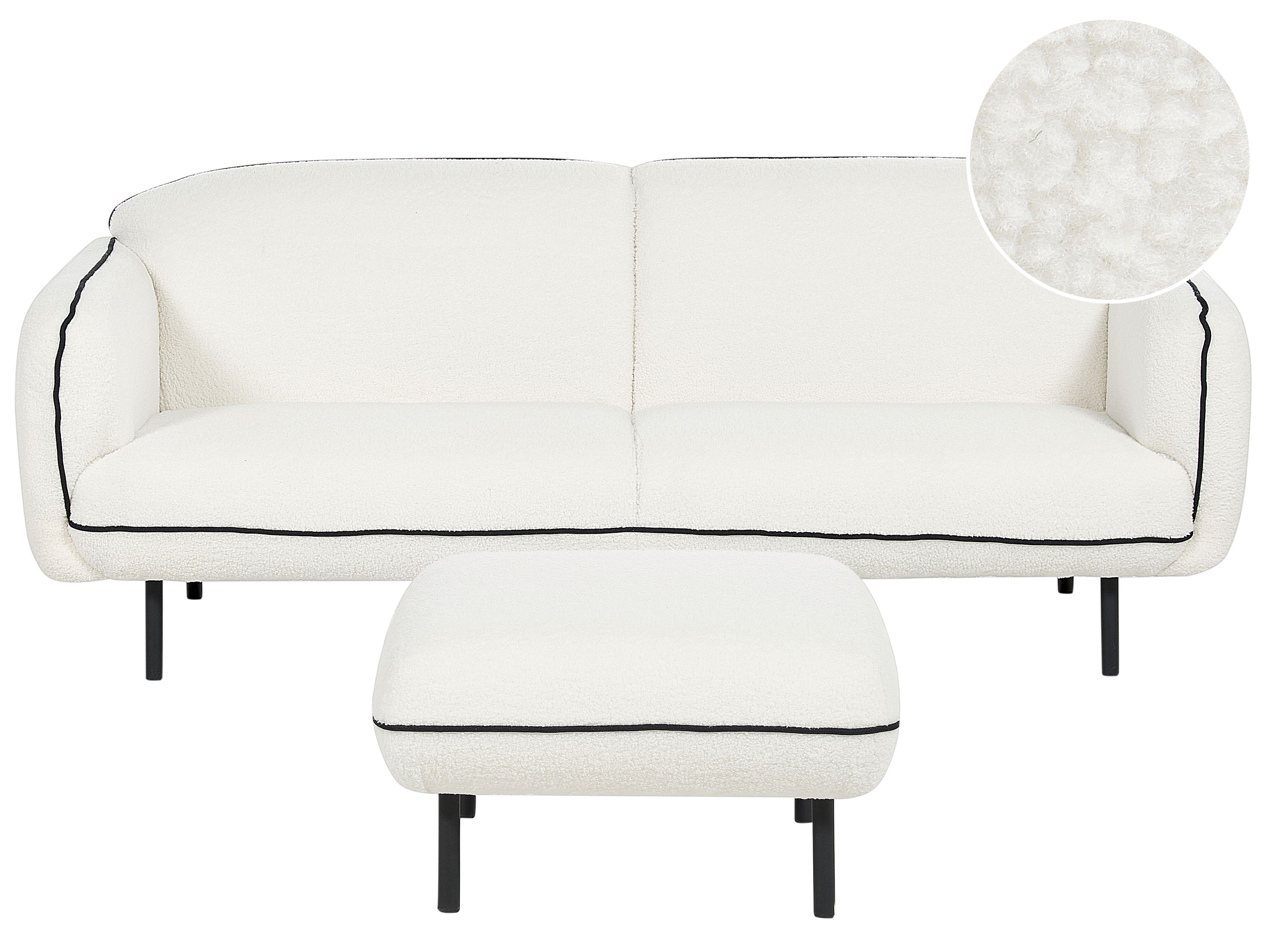 Sofa 3 Seater TONSBERG Boucle White with Ottoman