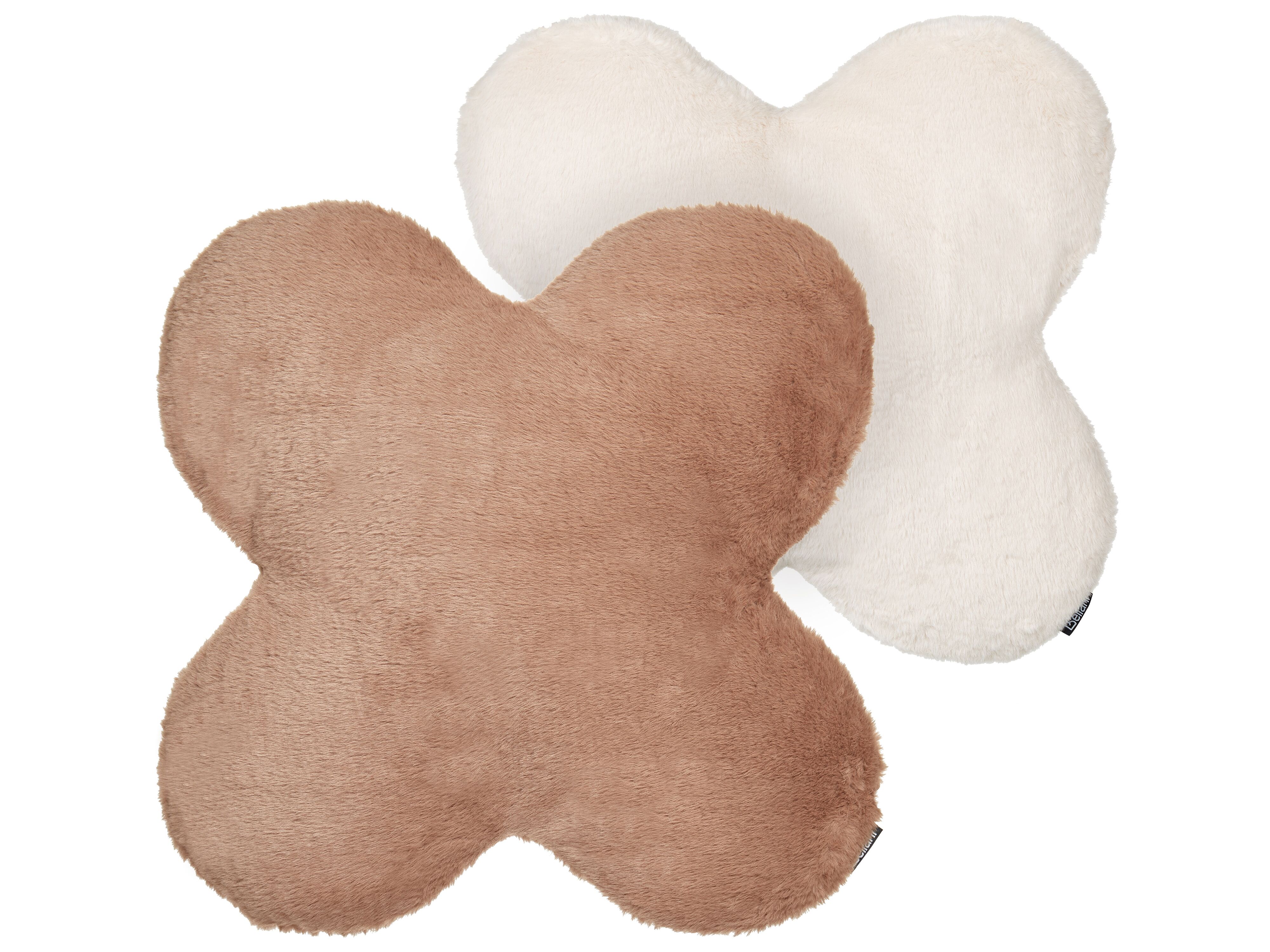Set of 2 Decorative Cushions ACHILLEA Faux Fur 54 x 54 cm Beige Solid