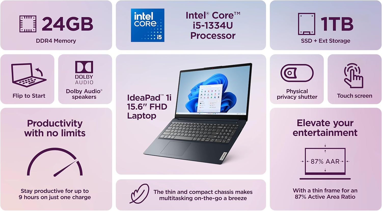 Lenovo IdeaPad Touchscreen Laptop 2025-2026 Business Computer  Lifetime Office  15.6