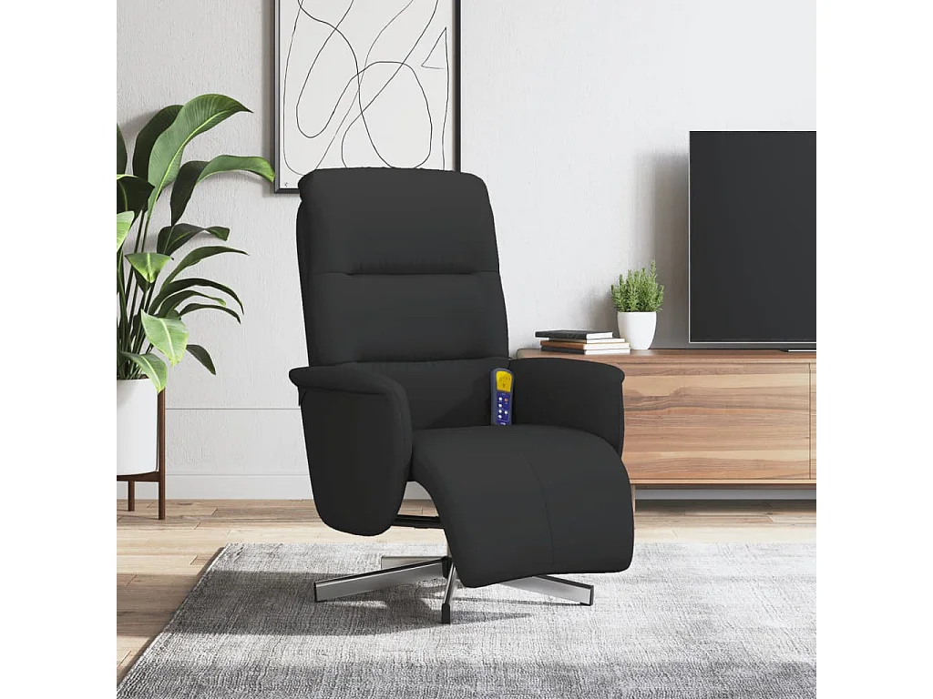 Fauteuil inclinable de massage avec repose-pieds noir tissu SHL993