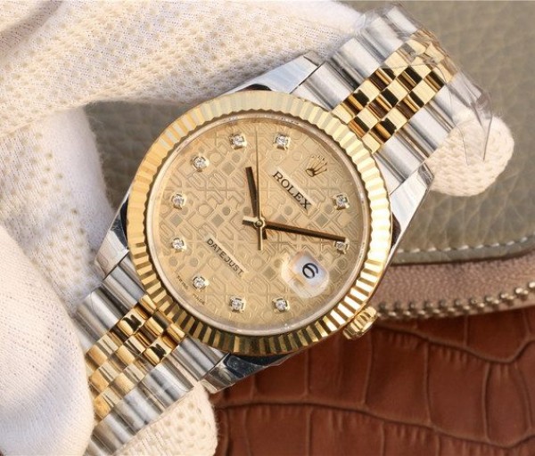Replica Rolex DateJust 41mm SS/YG YG Textured Dial YG Wrapped Fluted Bezel SS/YG Bracelet A2836 - Elite Watch Atelier