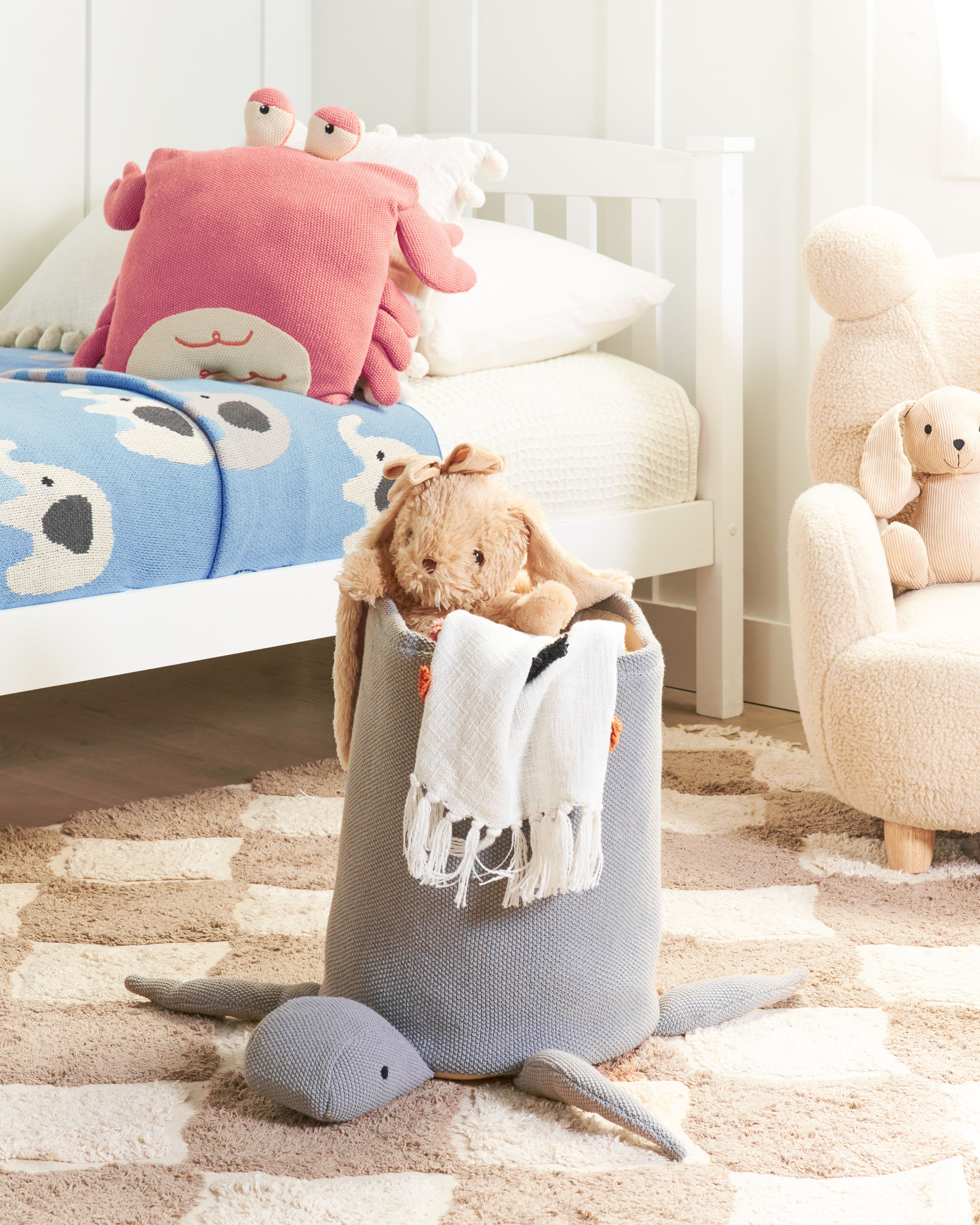 Kids Basket Turtle TANDA Cotton Grey